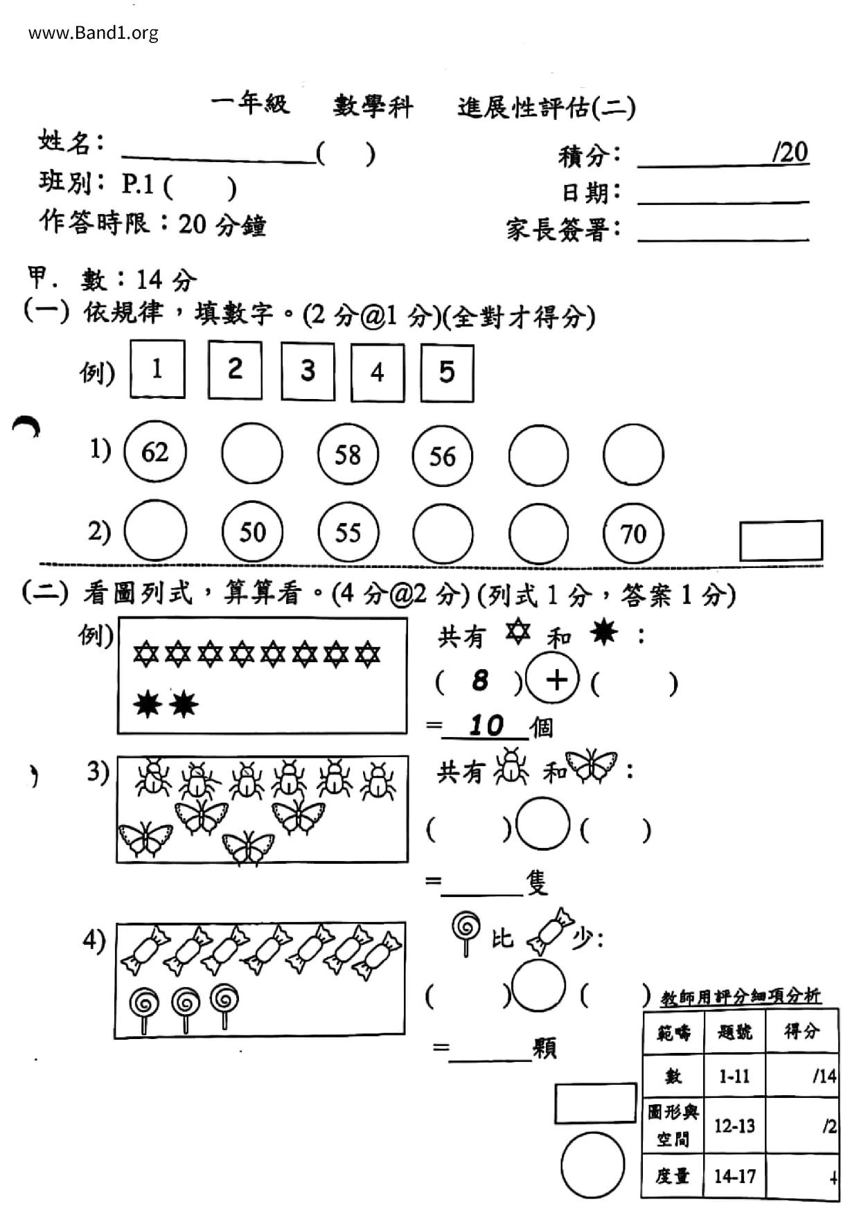 P1Maths試卷