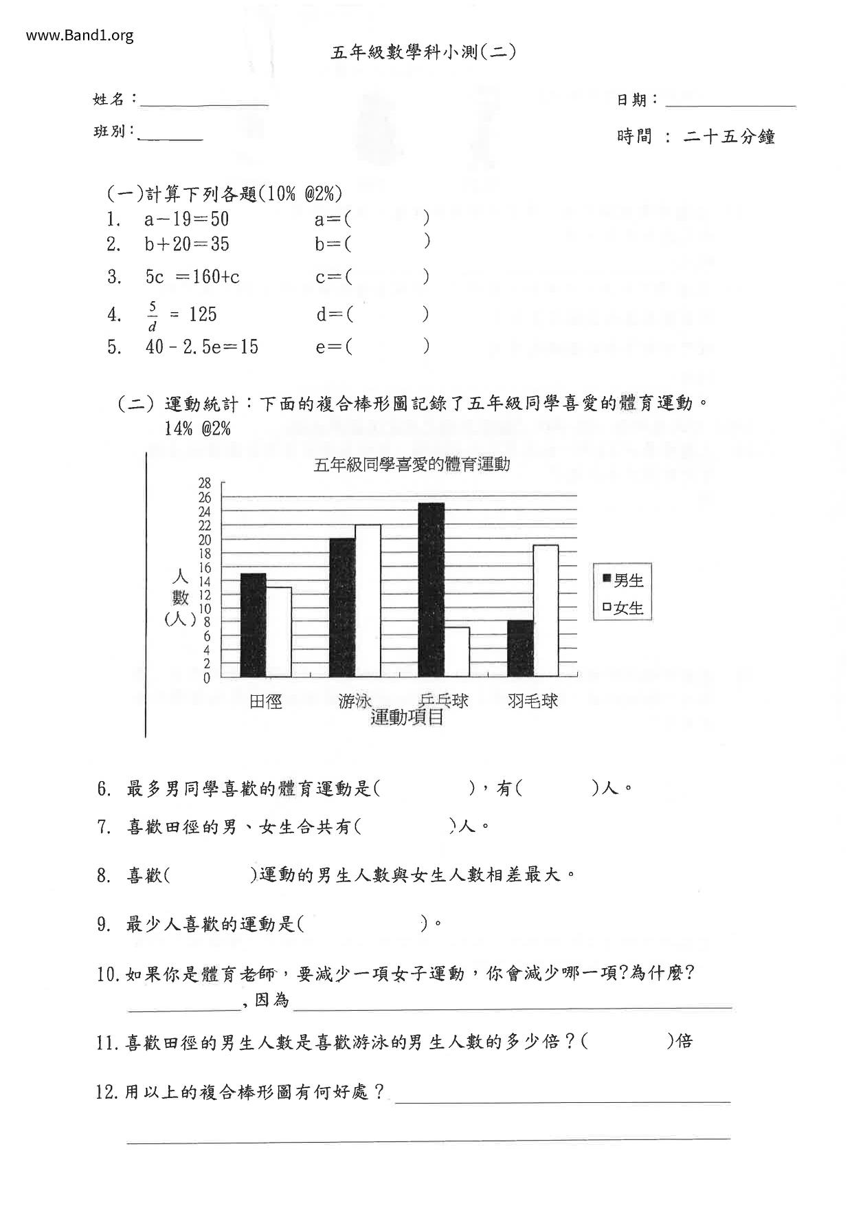 P5Maths試卷