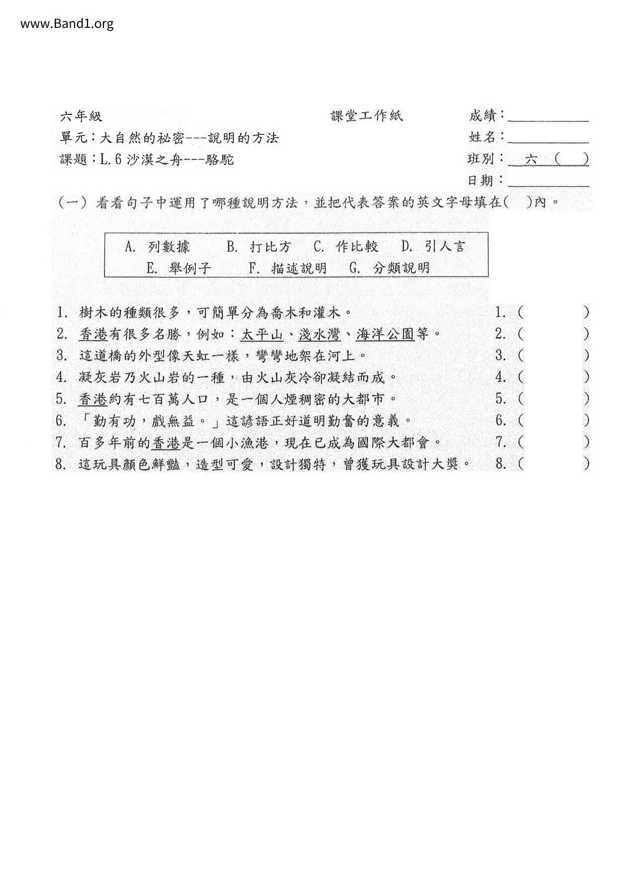 P6Chinese試卷