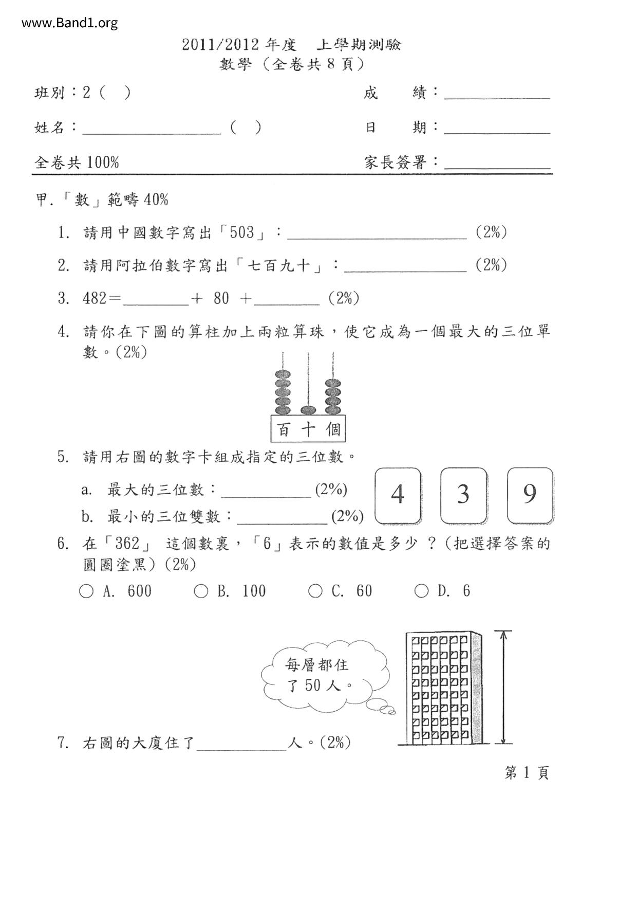 P2Maths試卷