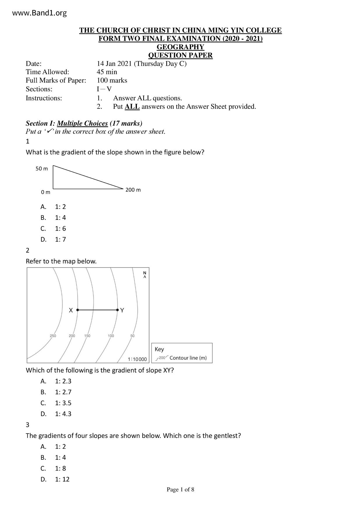 F2Geography試卷