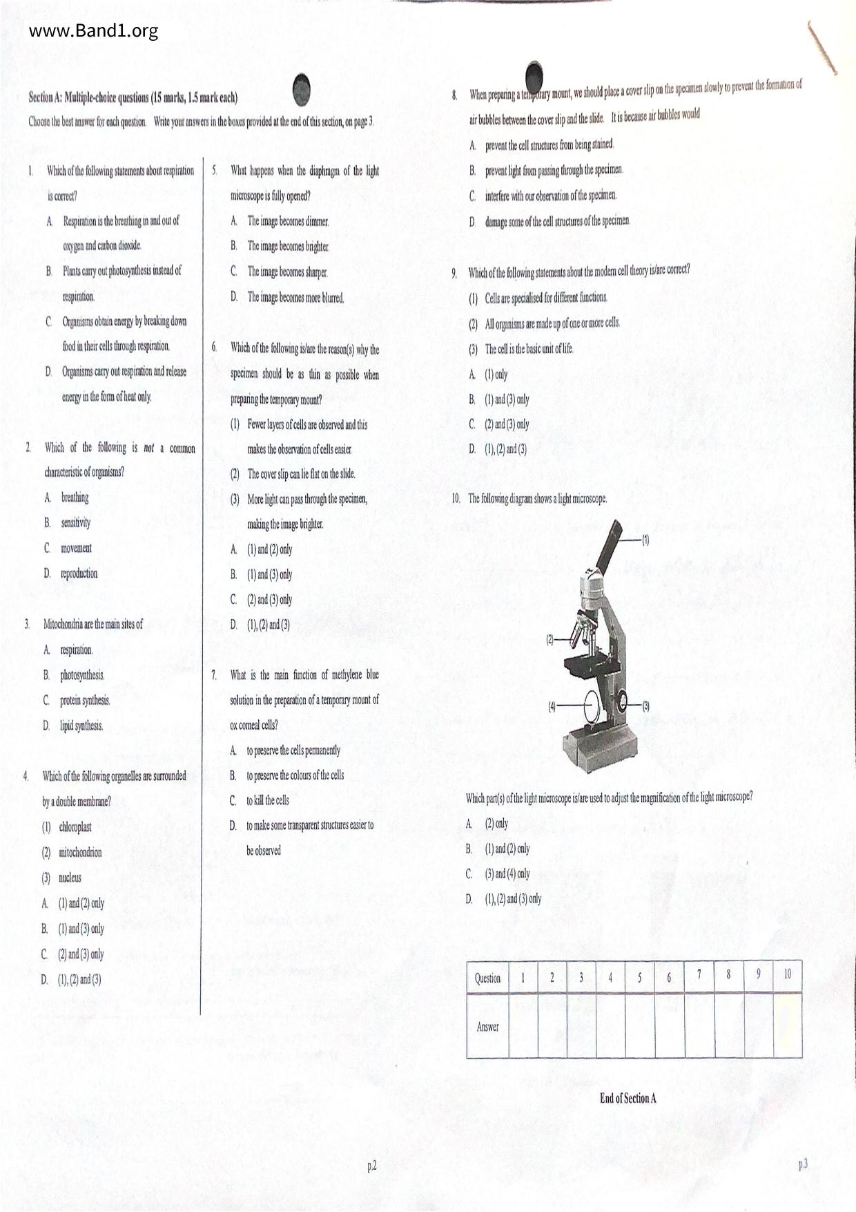 F3Biology試卷