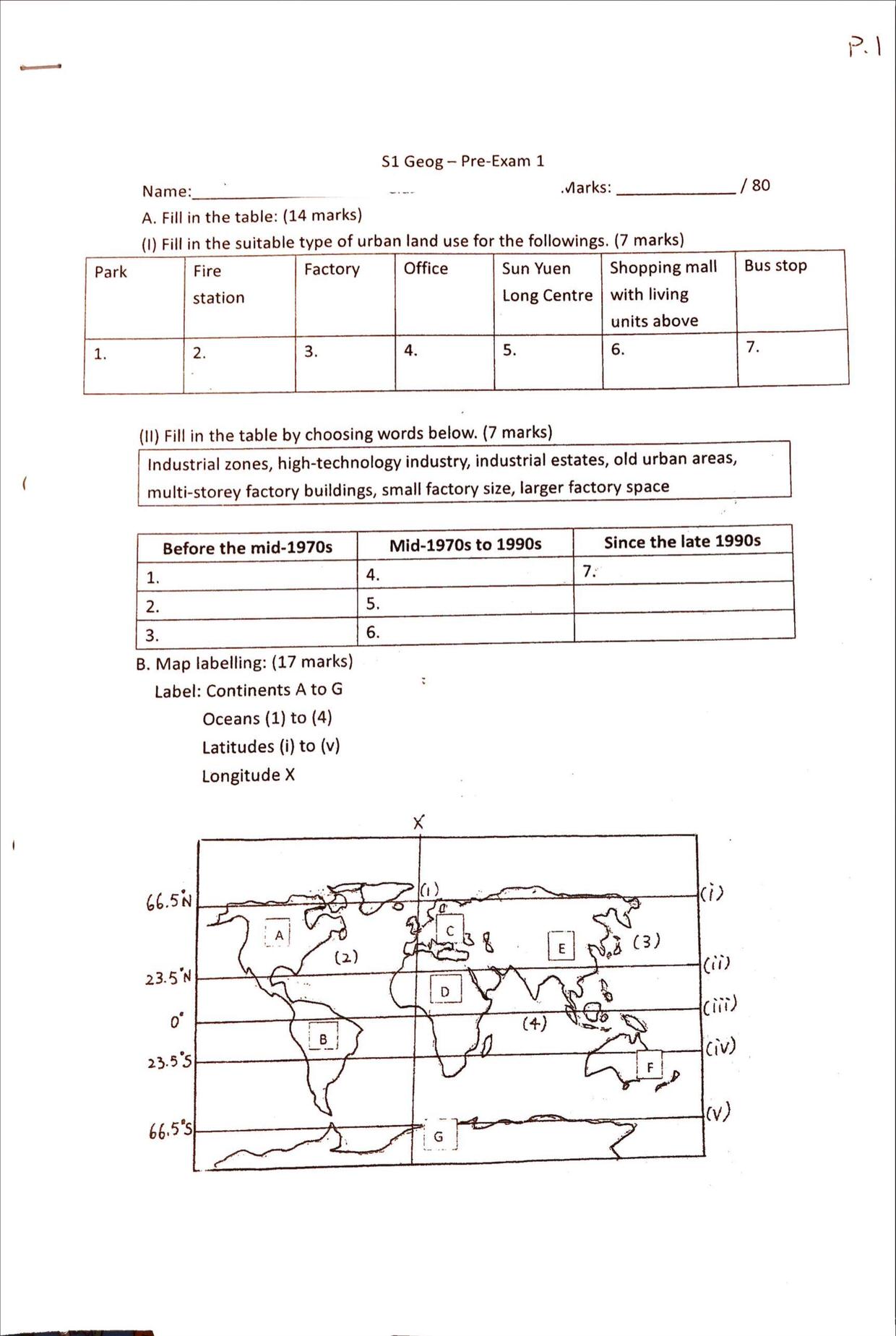 F1Geography試卷