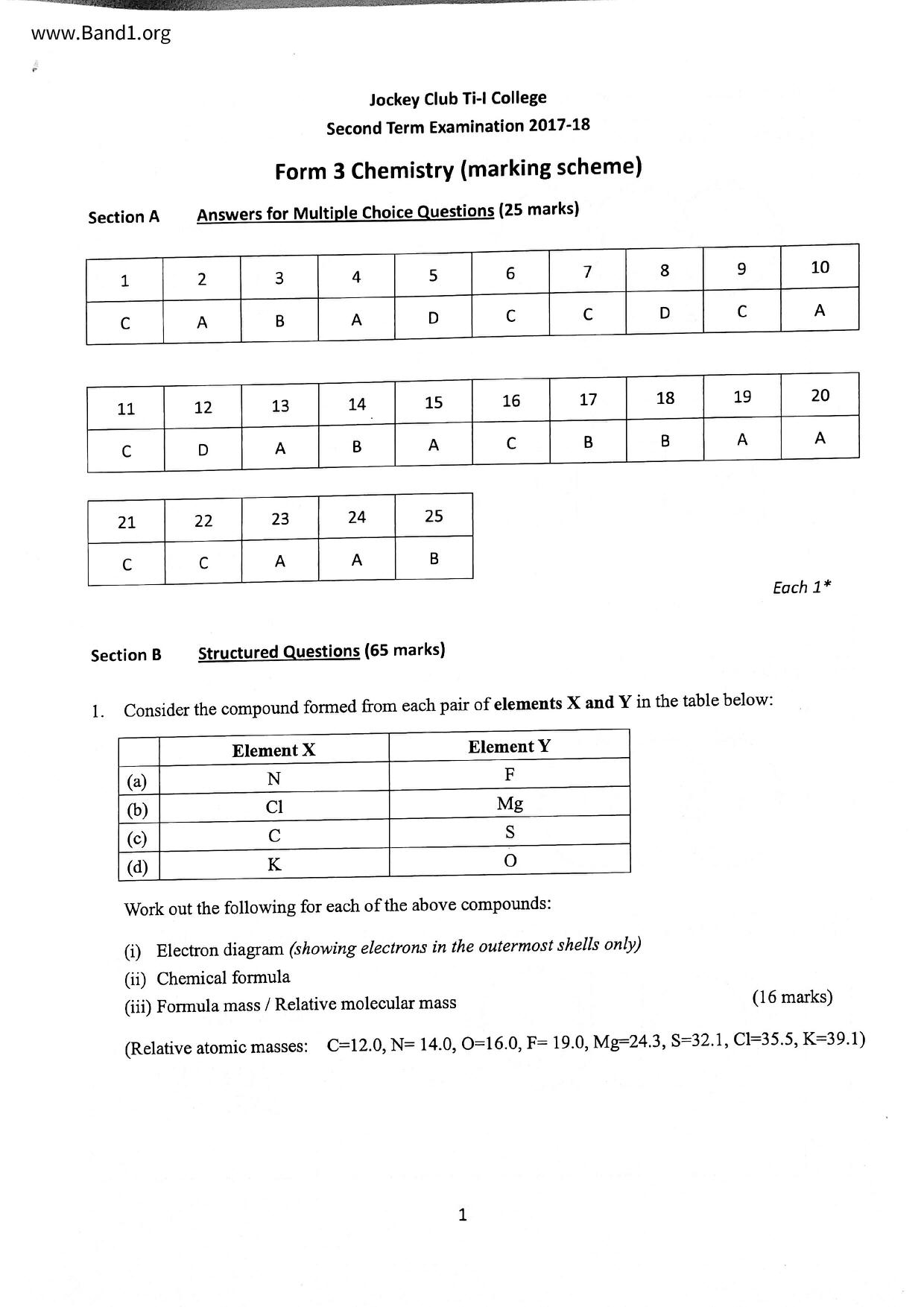 F3Chemistry試卷