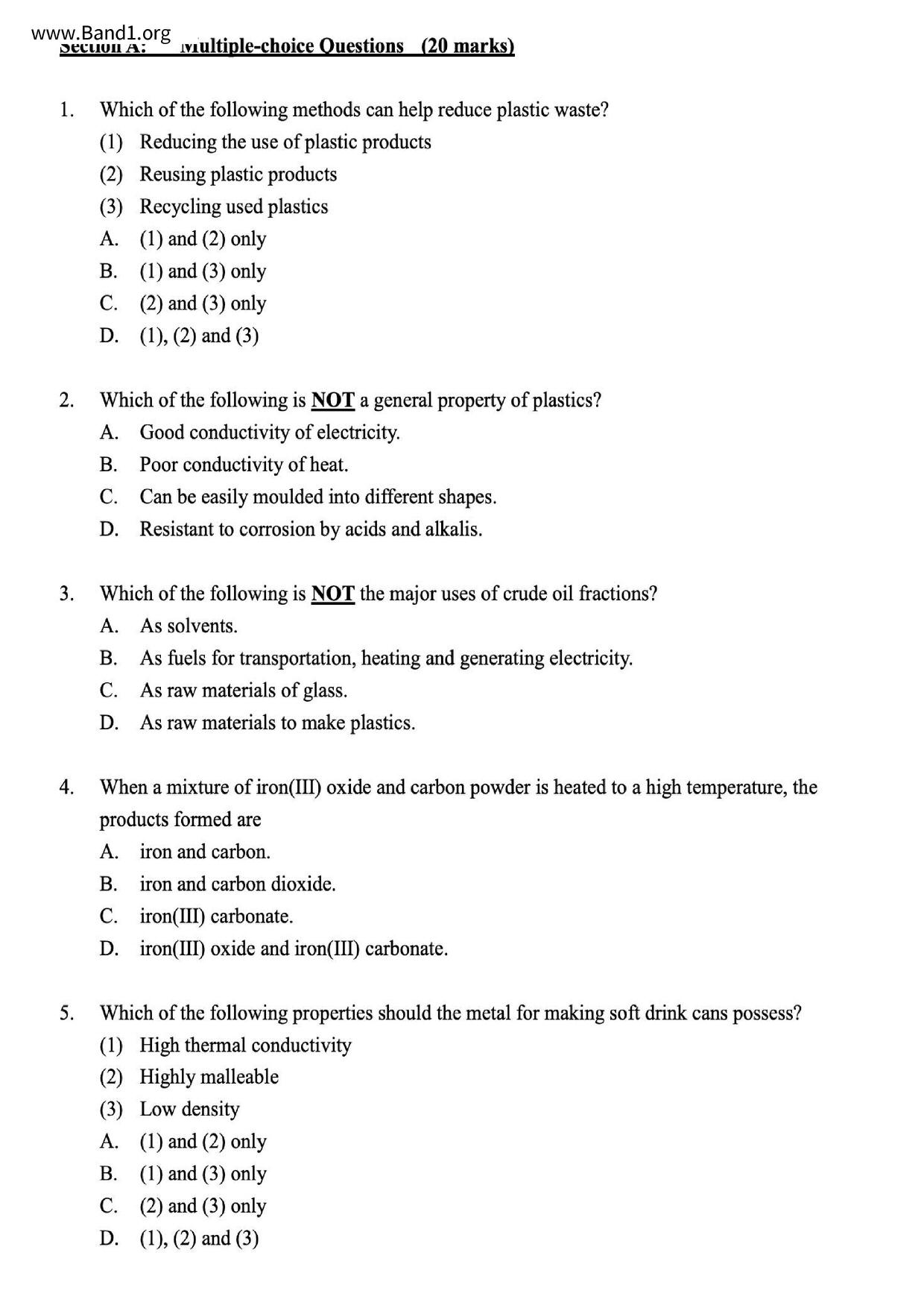 F3Chemistry試卷