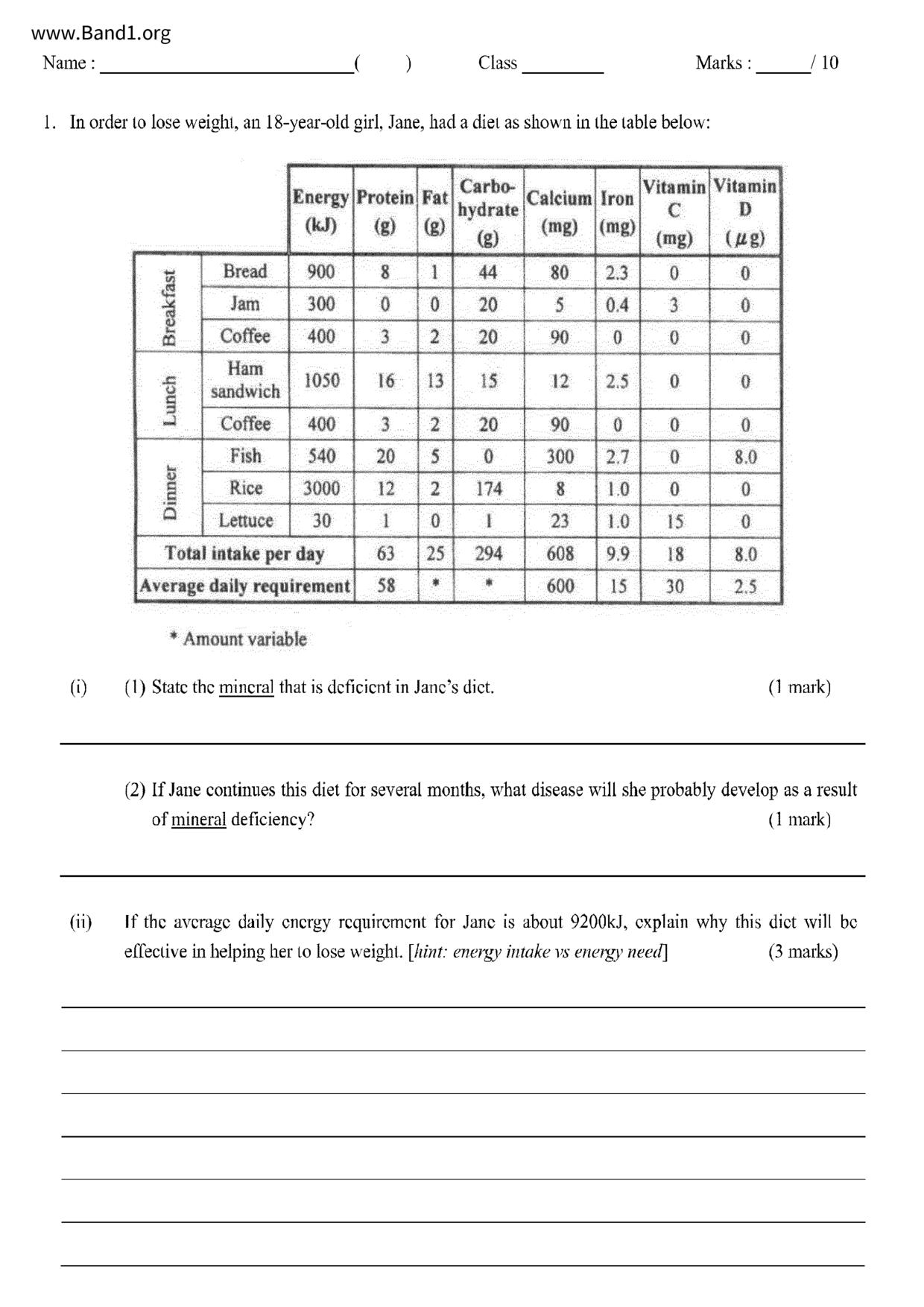 F3Biology試卷