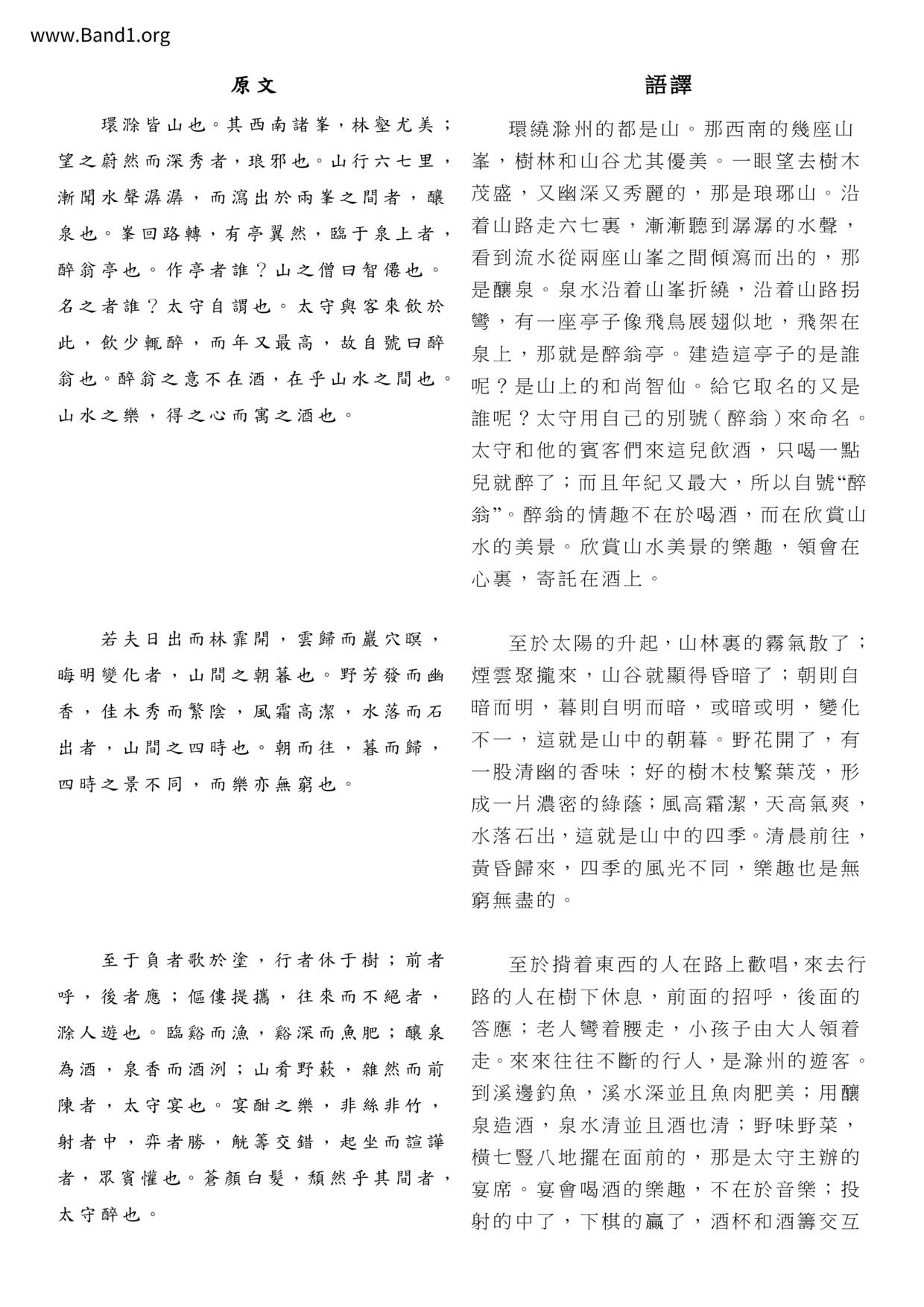 F4Chinese醉翁亭記筆記