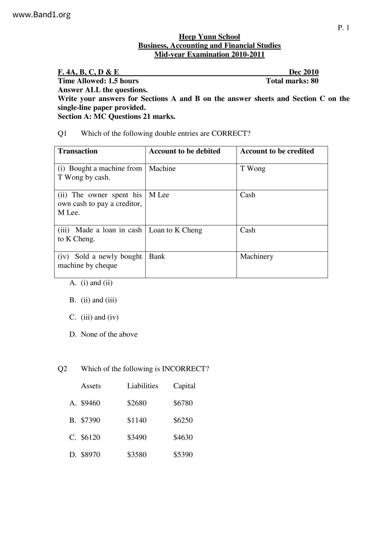 F4Accounting試卷