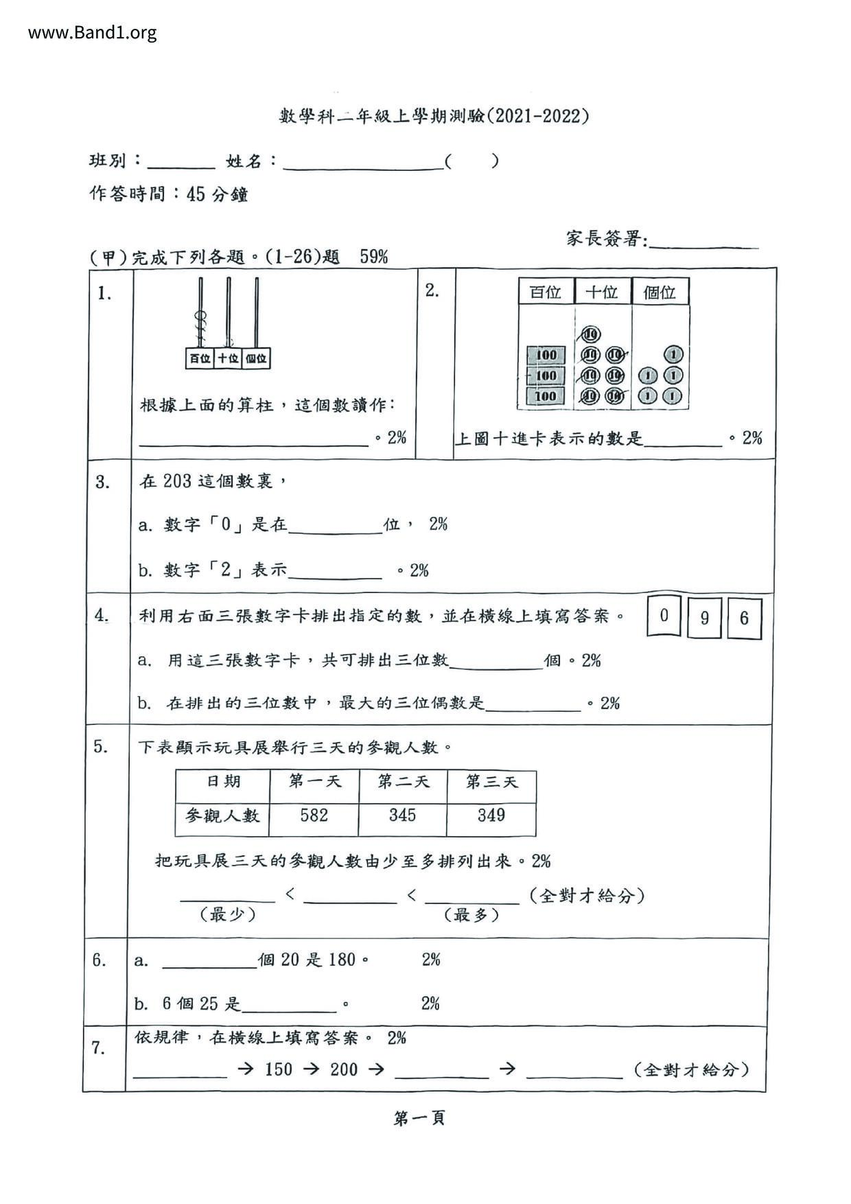 P2Maths試卷