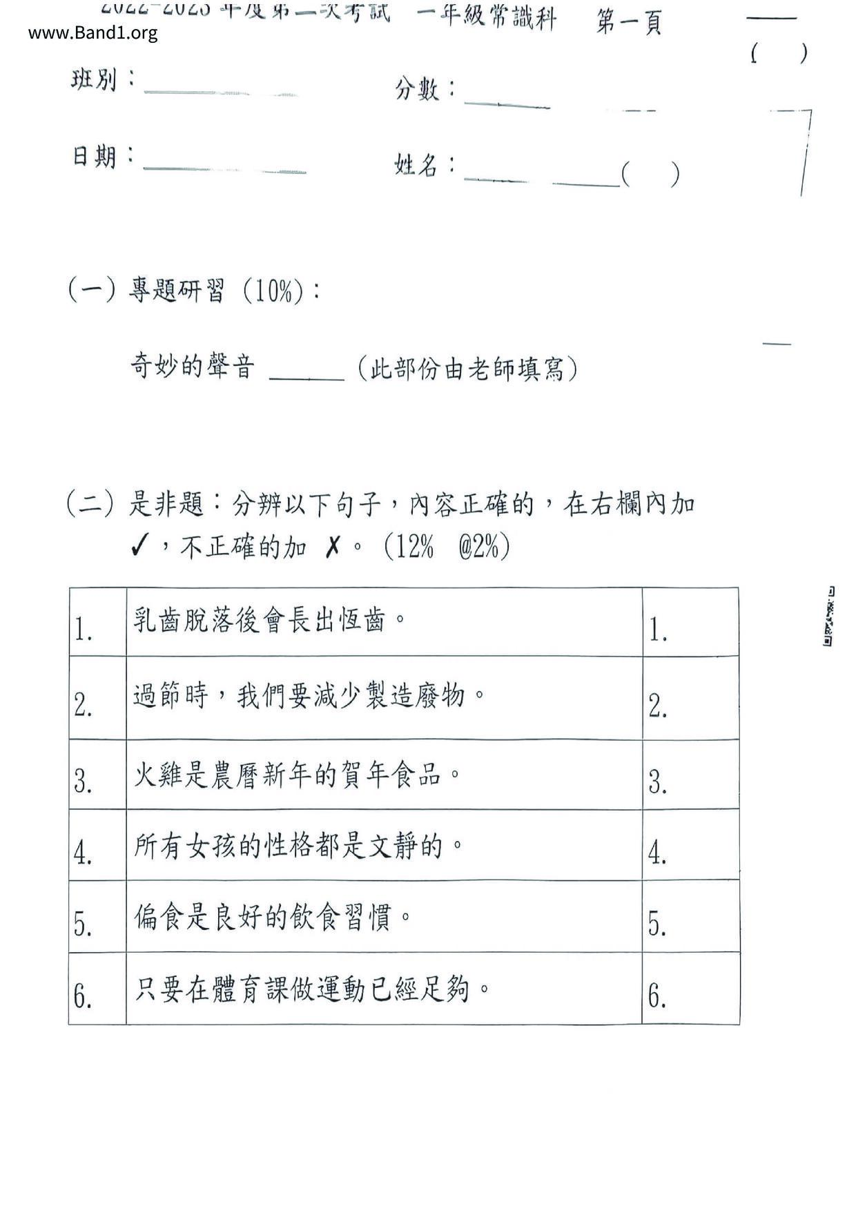 P1GS試卷