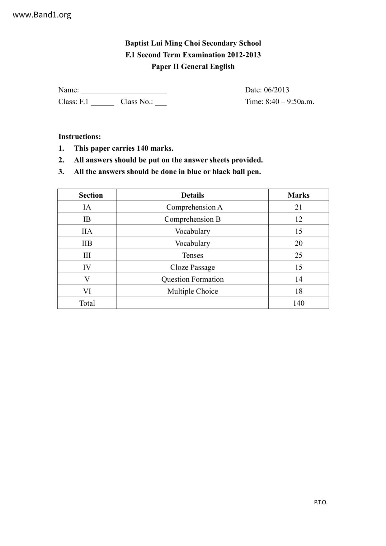 F1English試卷