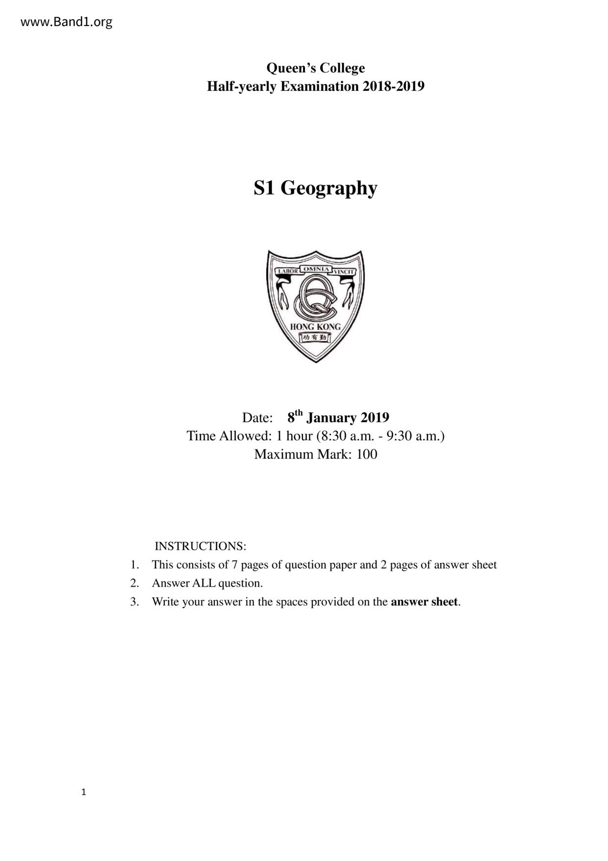 F1Geography試卷