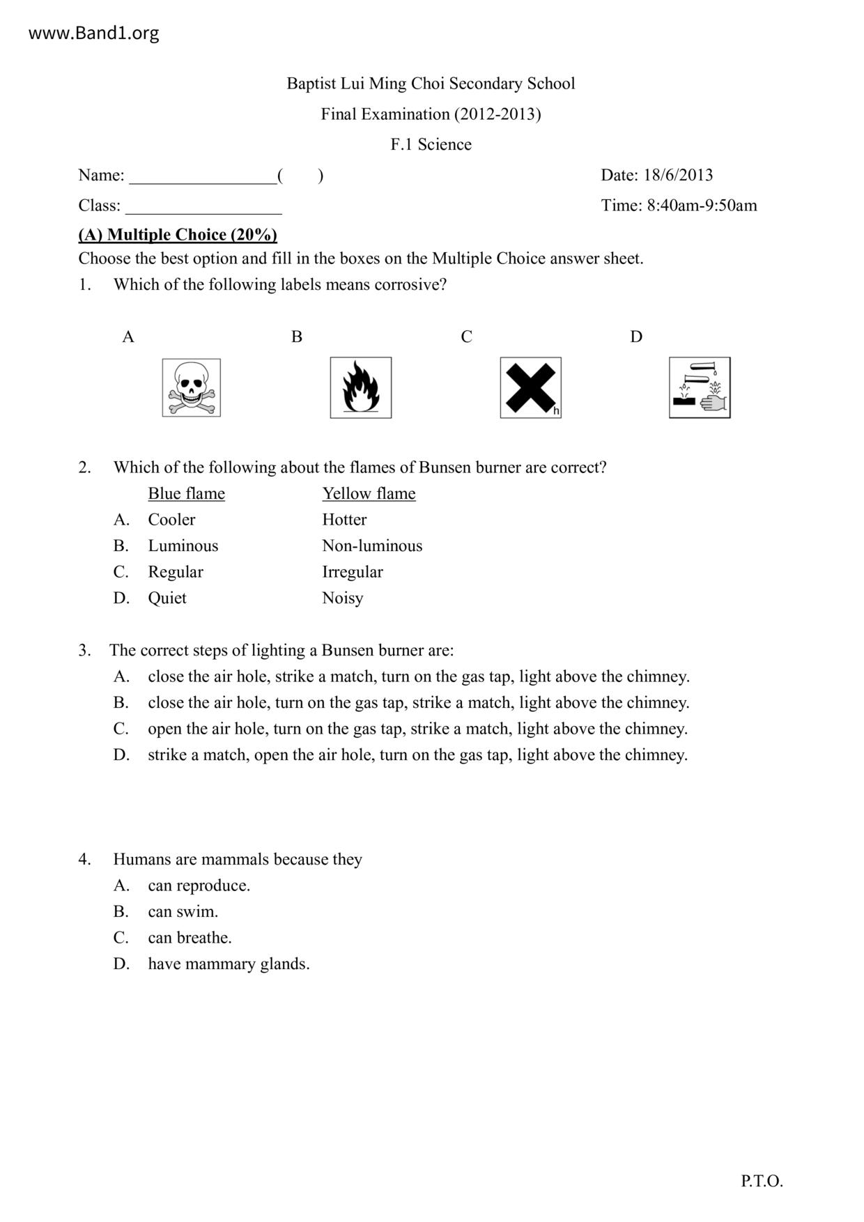 F1Science試卷