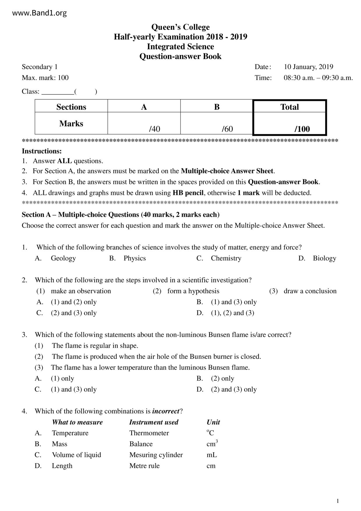 F1Science試卷