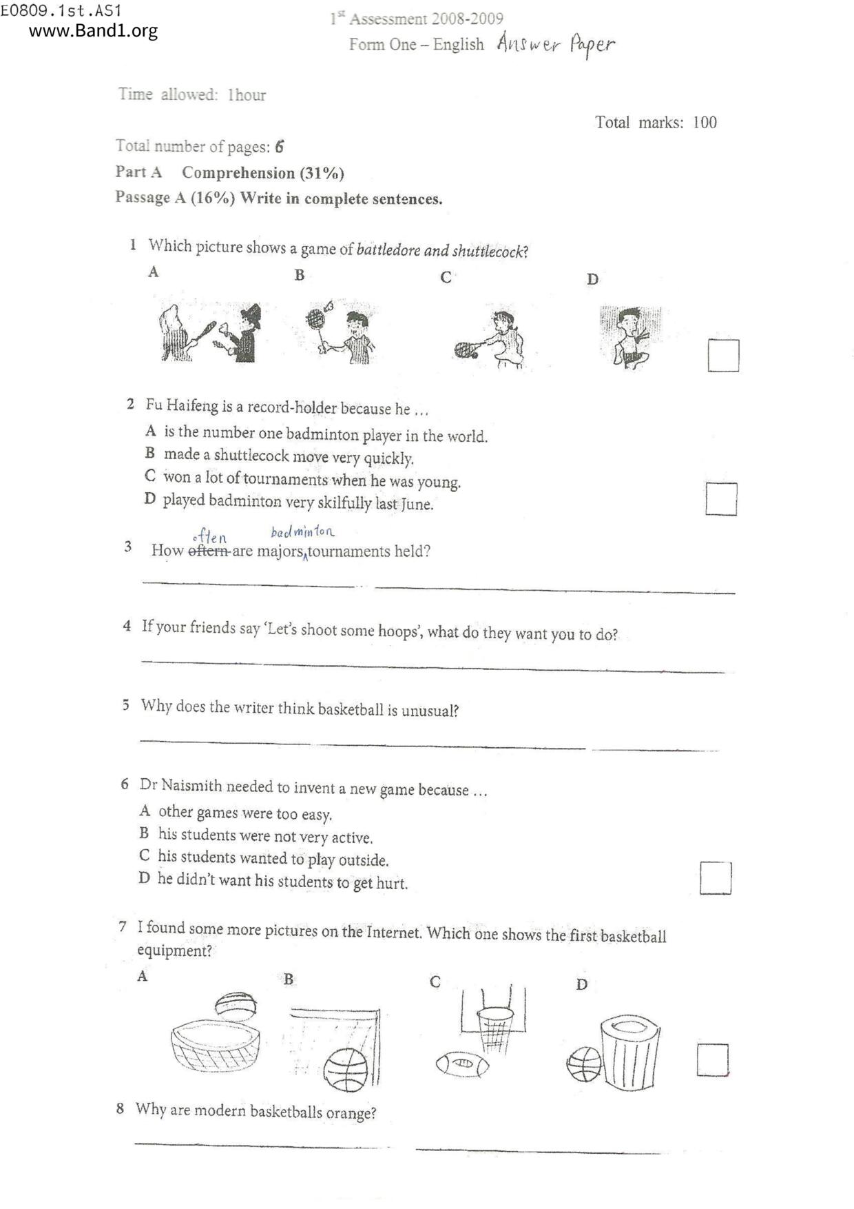 F1English試卷