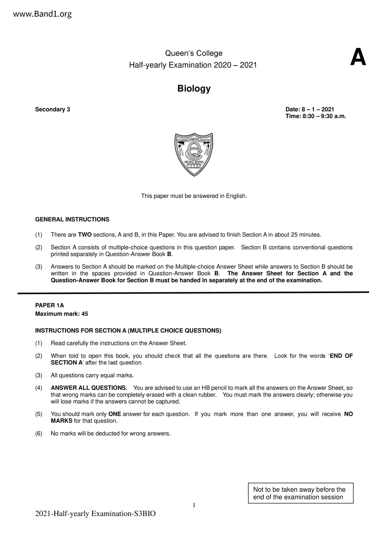 F3Biology試卷