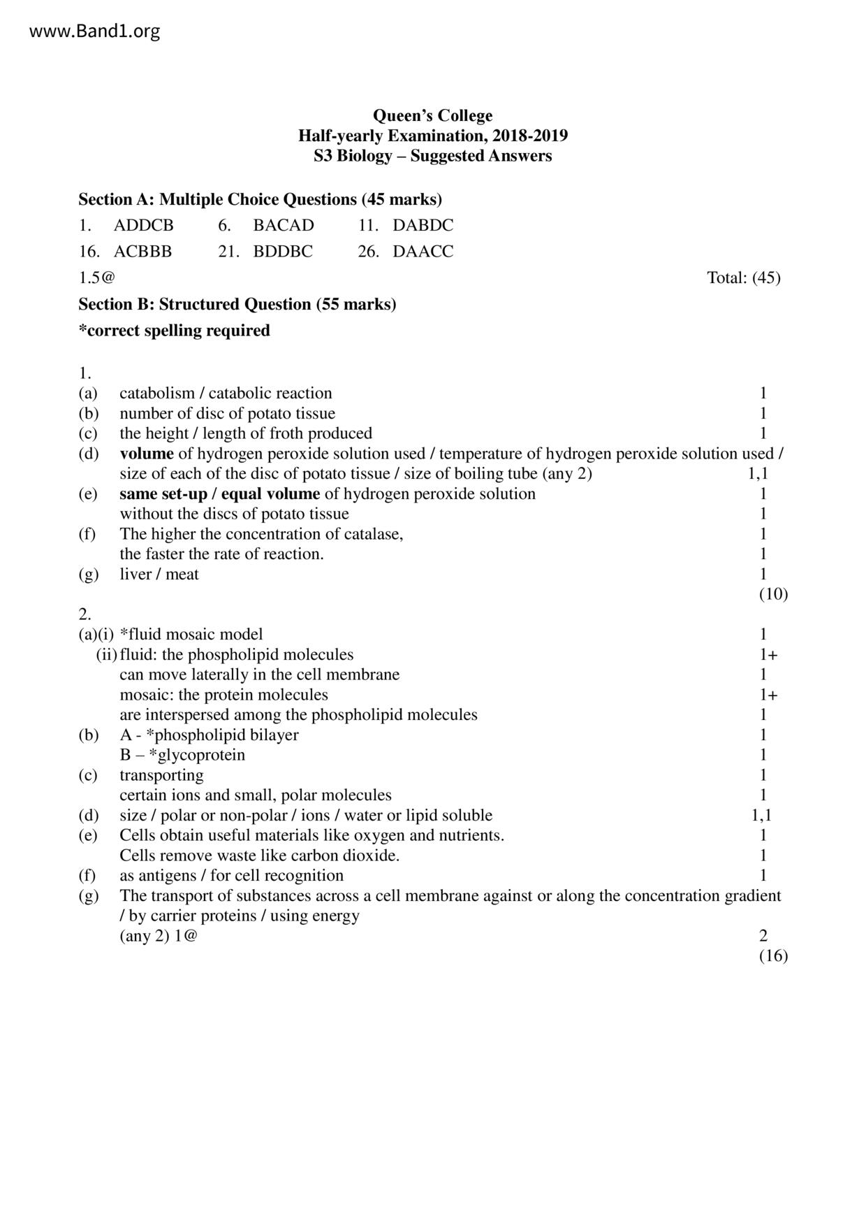 F3Biology試卷