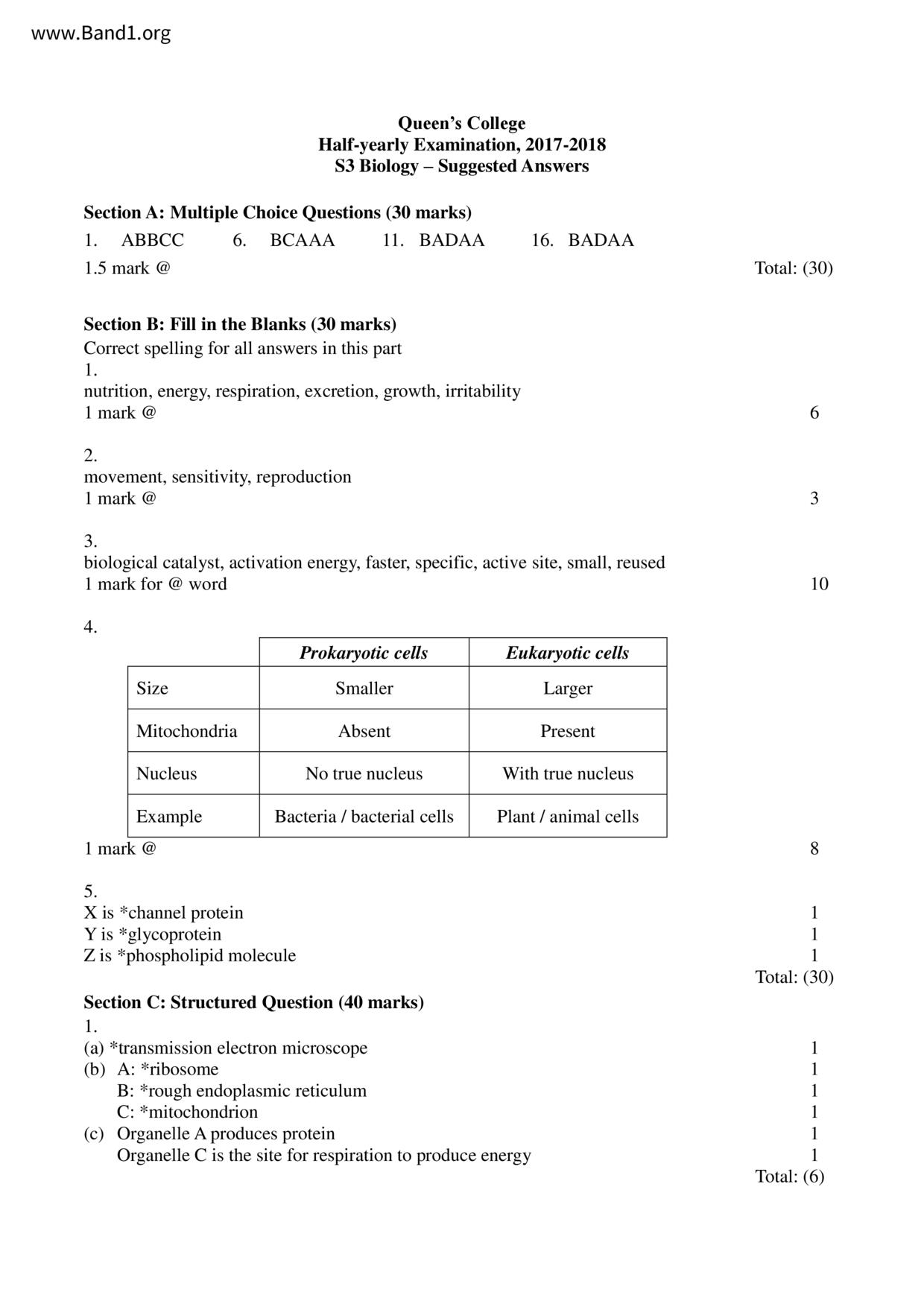 F3Biology試卷