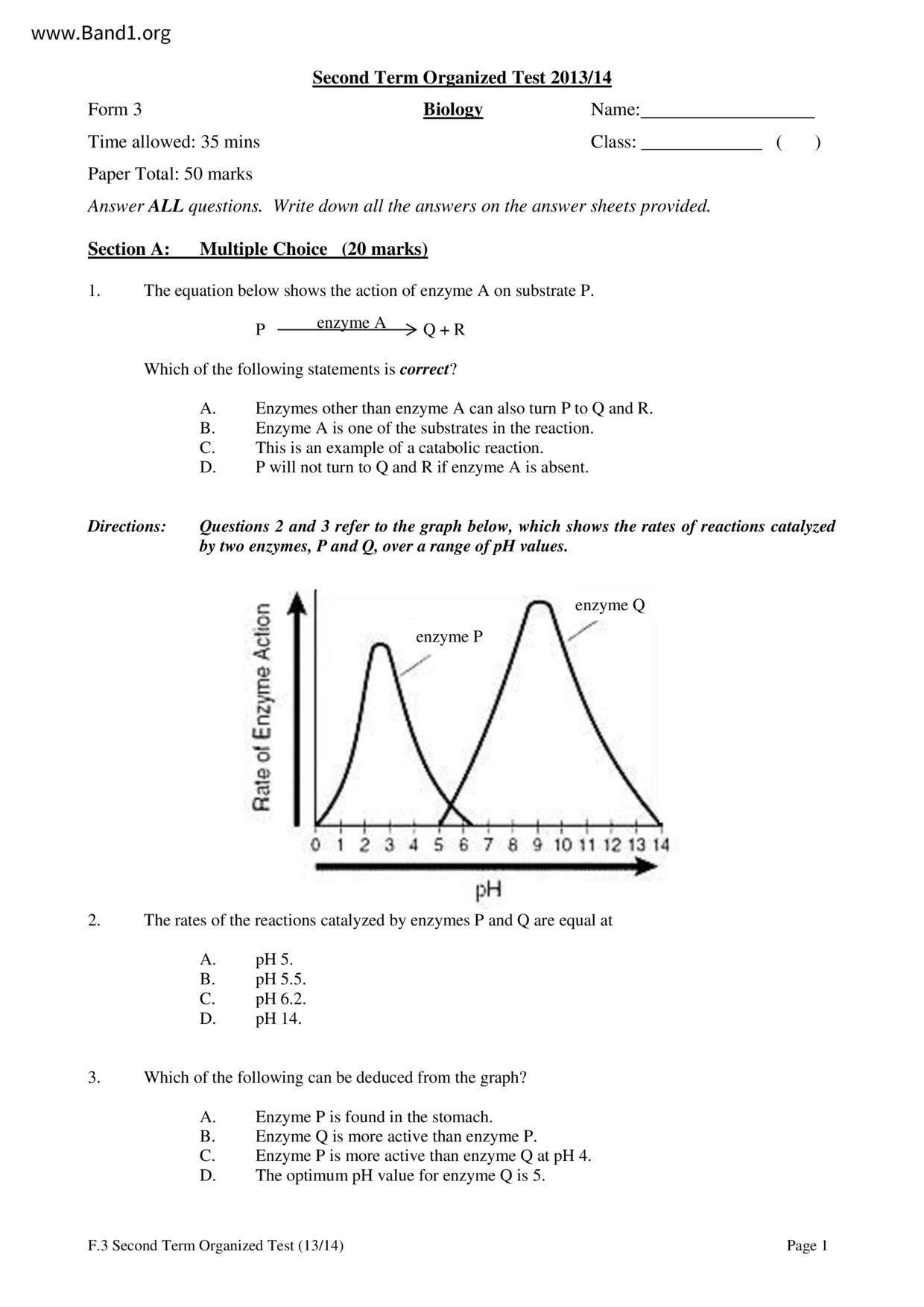 F3Biology試卷