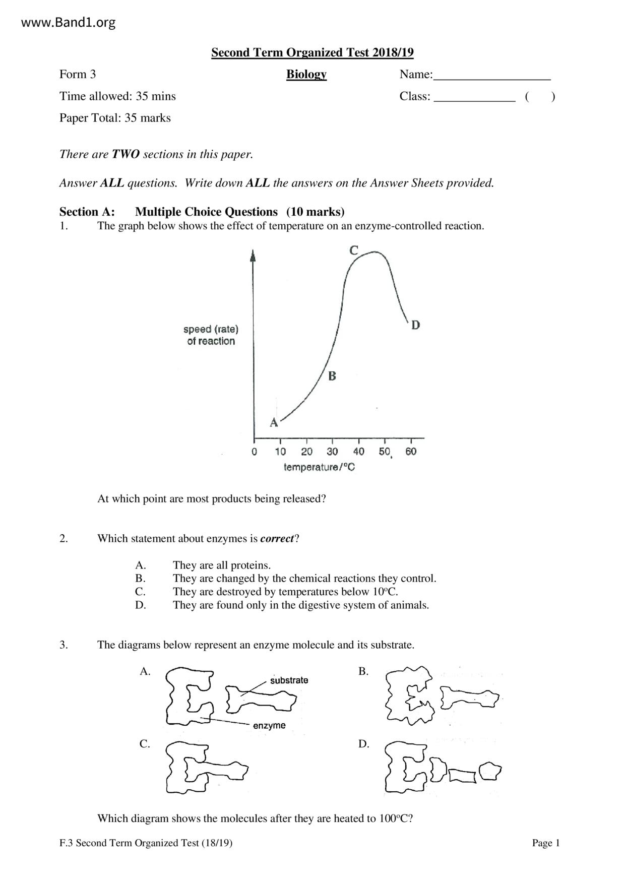 F3Biology試卷