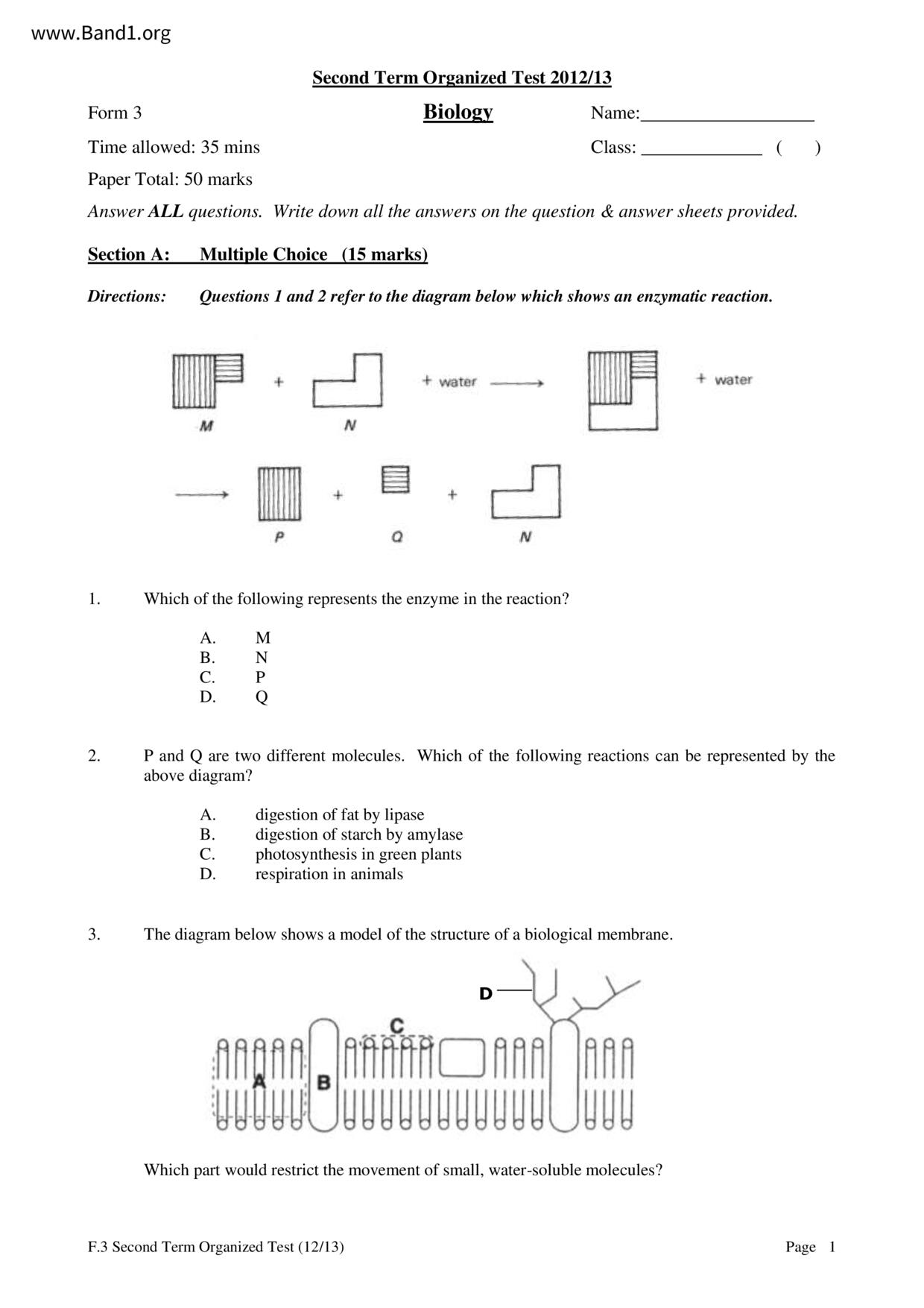 F3Biology試卷