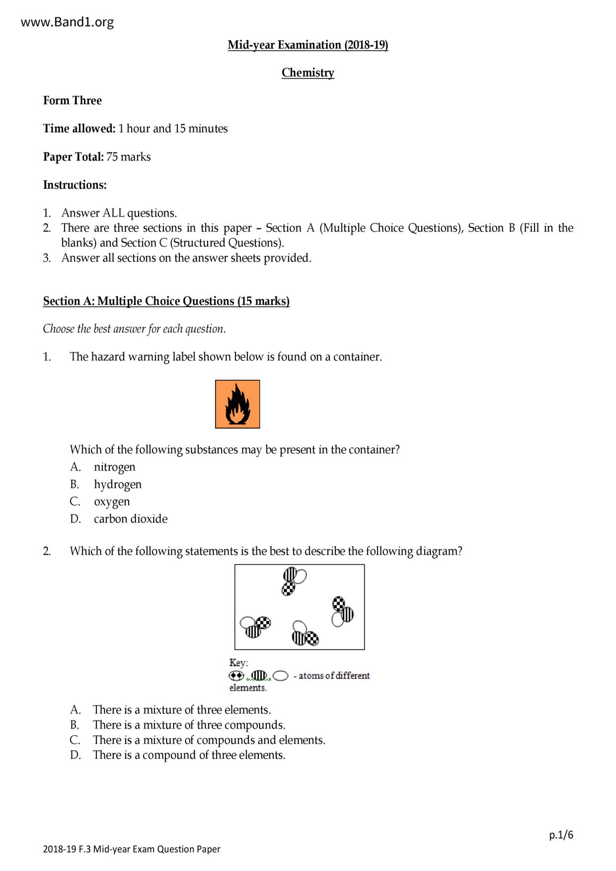 F3Chemistry試卷