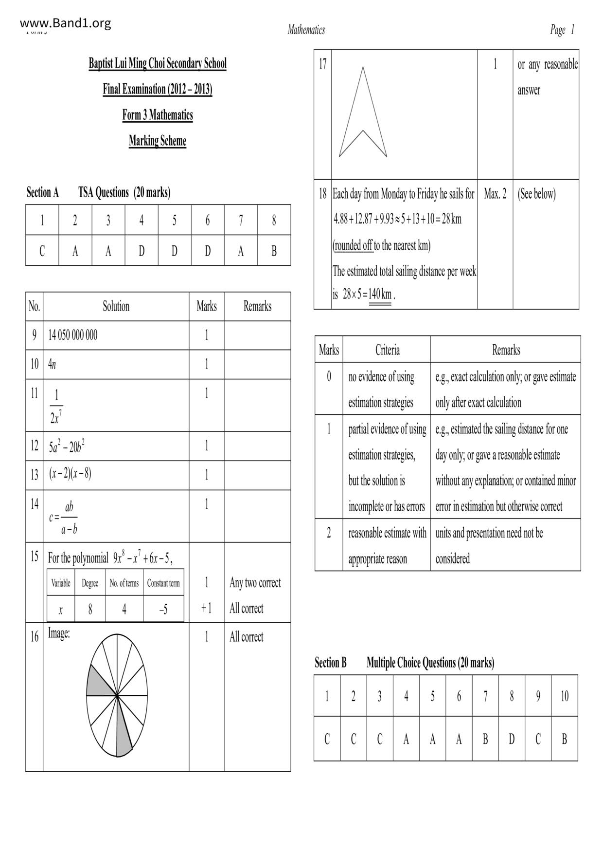 F3Maths試卷