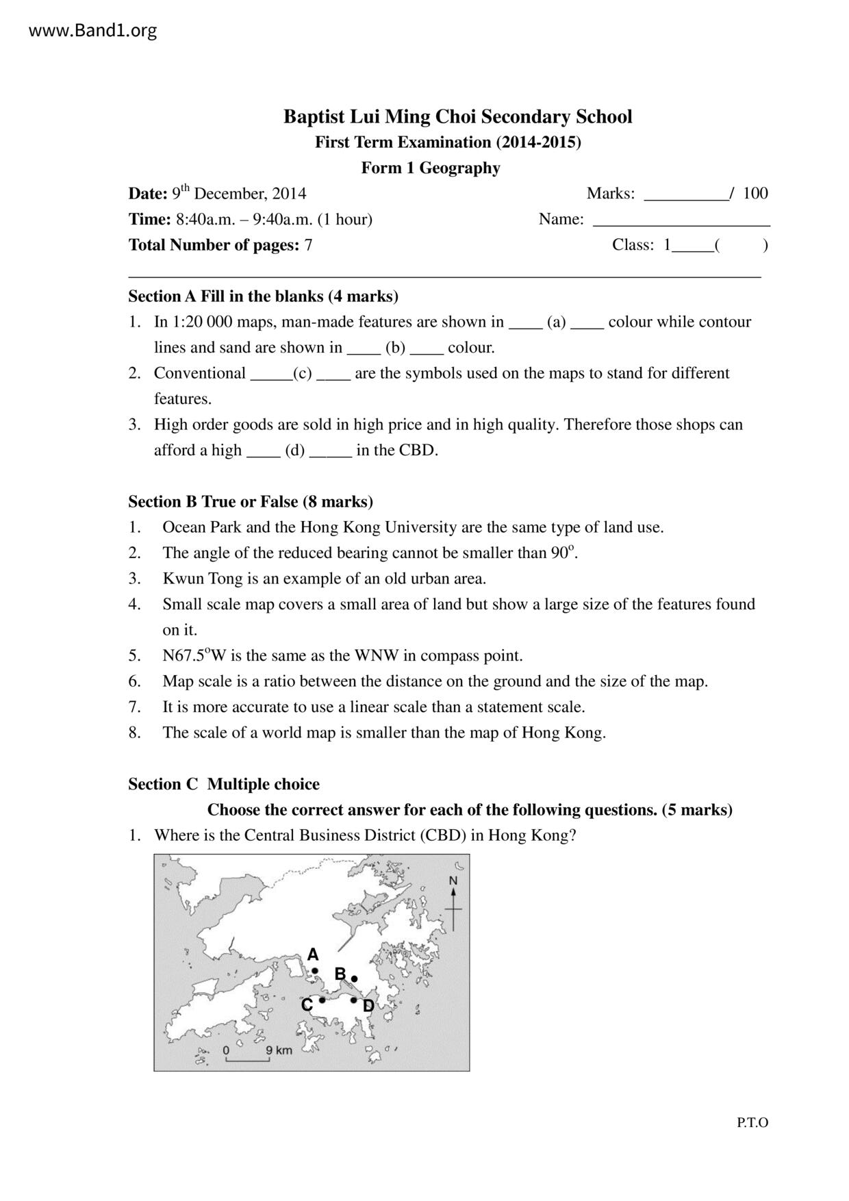 F1Geography試卷