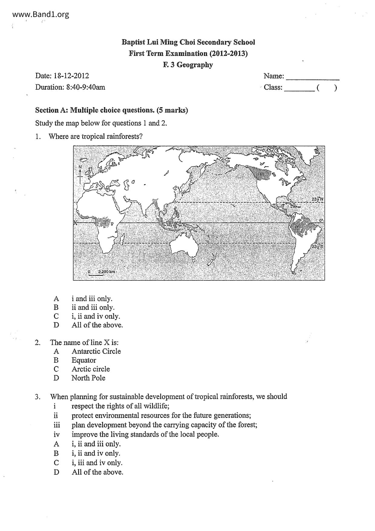 F3Geography試卷