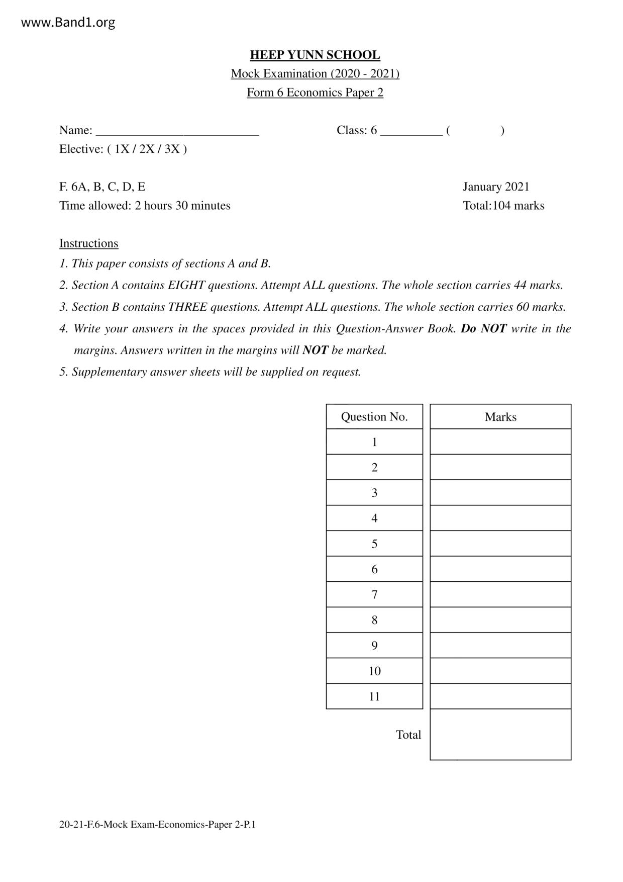 F6Economics試卷