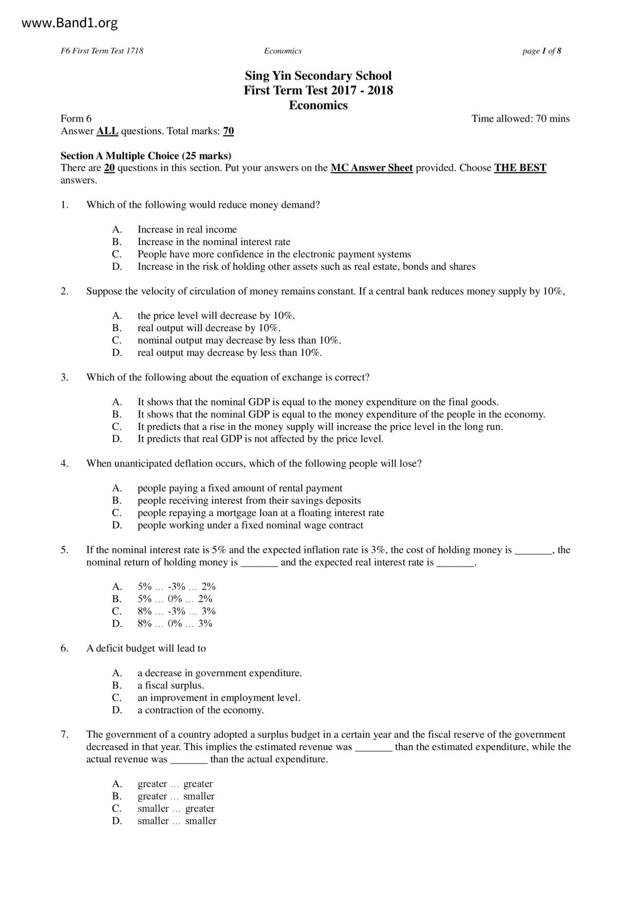 F6Economics試卷