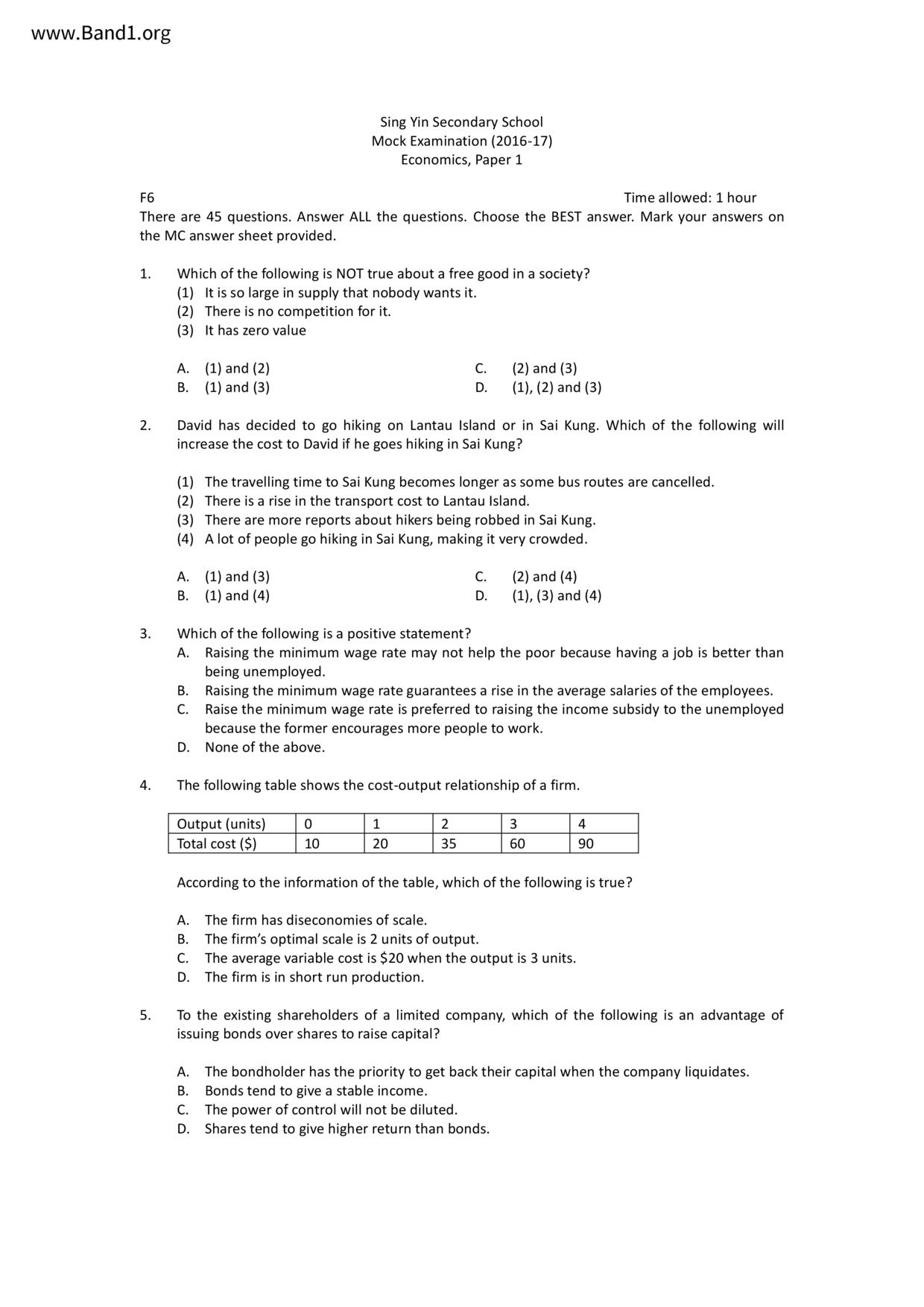 F6Economics試卷