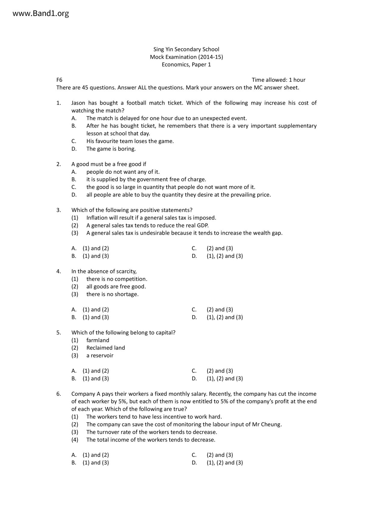 F6Economics試卷