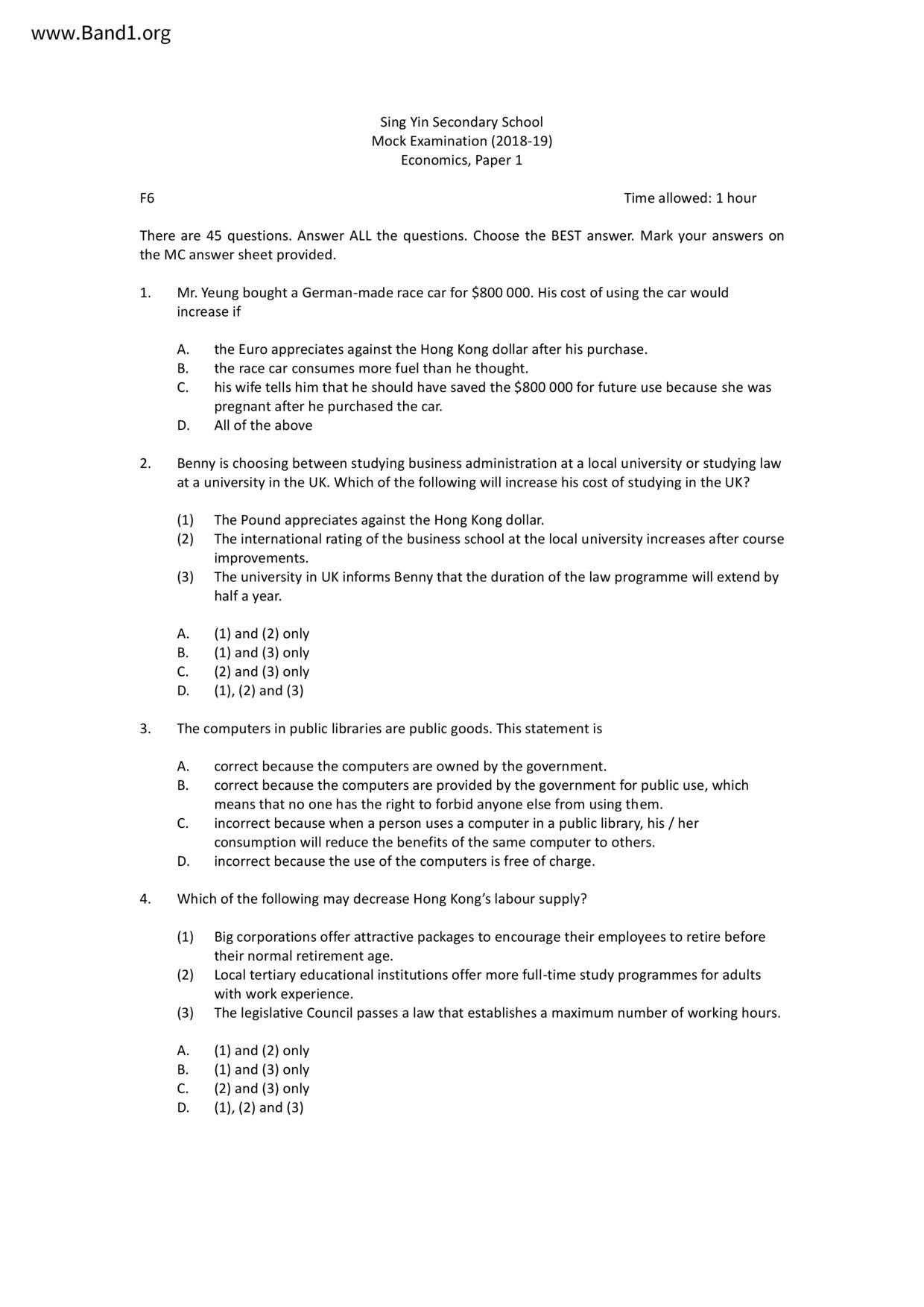 F6Economics試卷