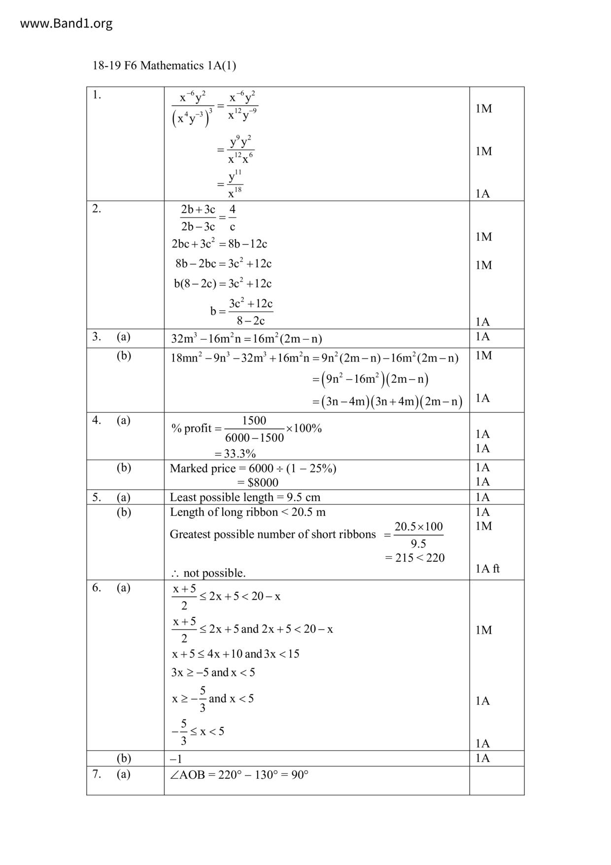 F6Maths試卷