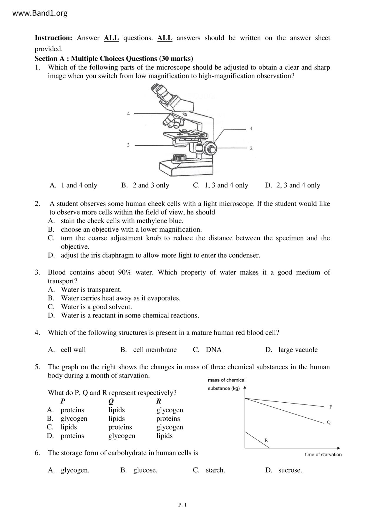 F3Biology試卷