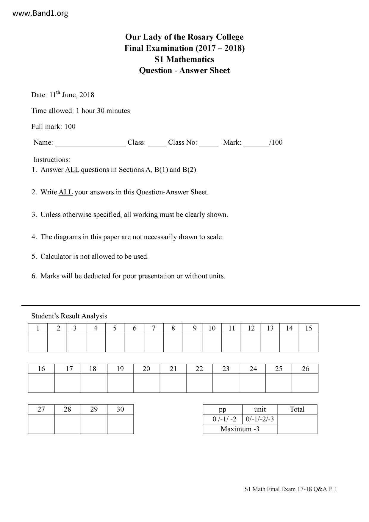 F1Maths試卷