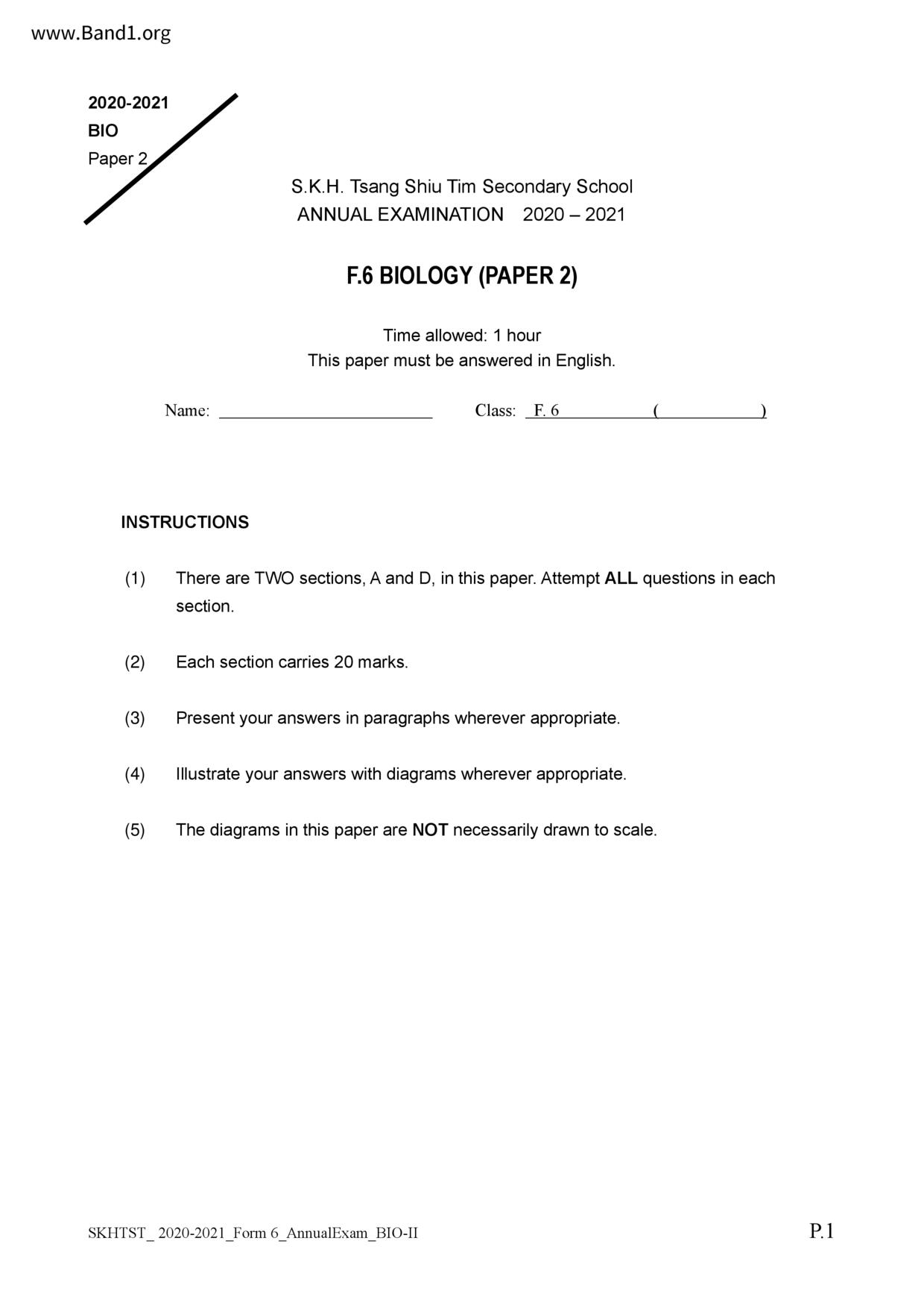 F6Biology試卷