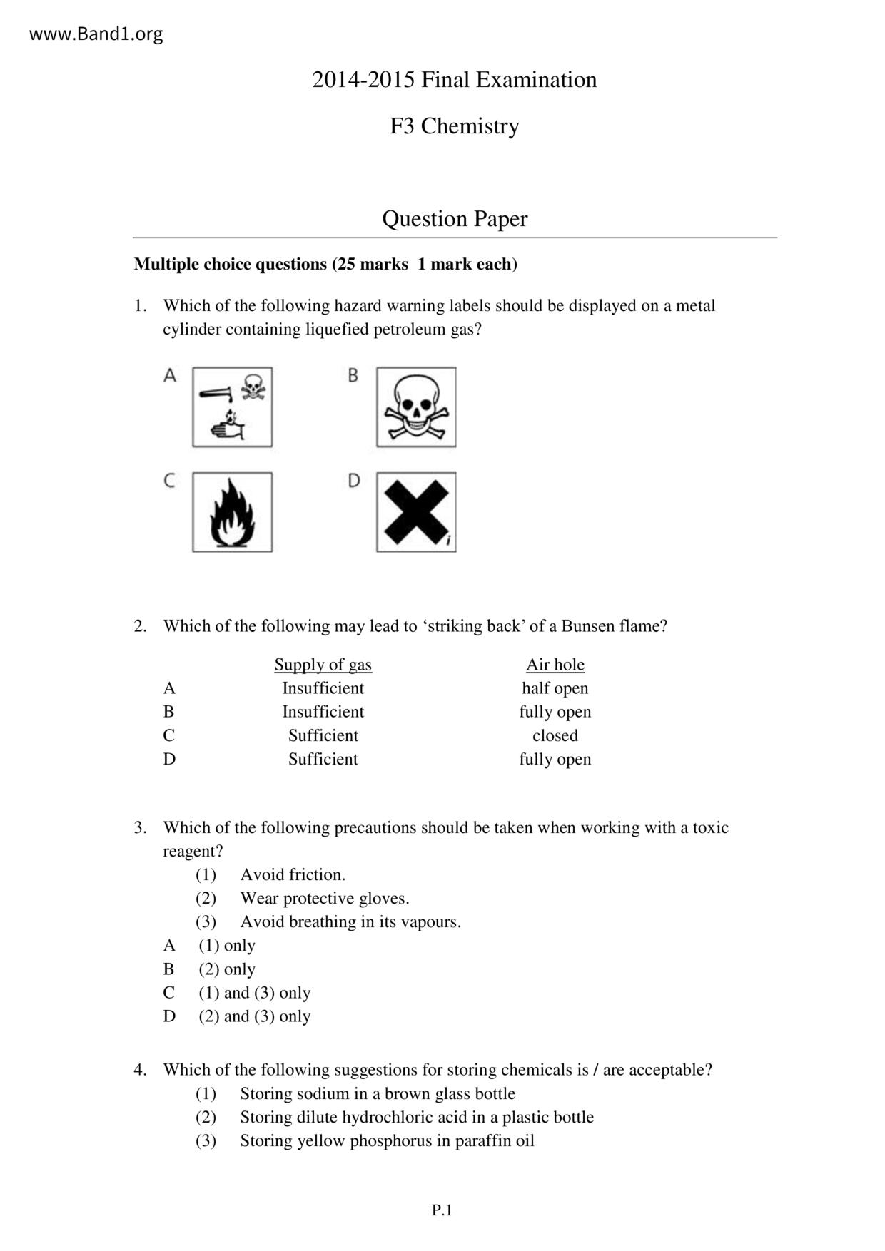 F3Chemistry試卷