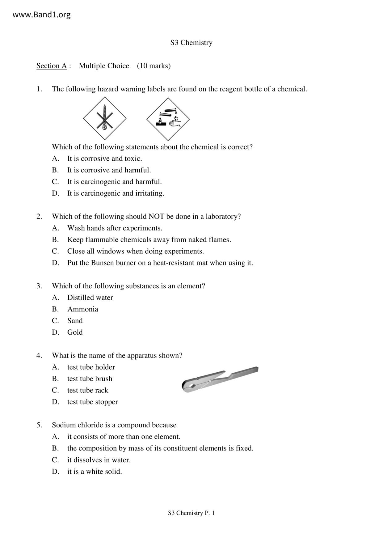 F3Chemistry試卷