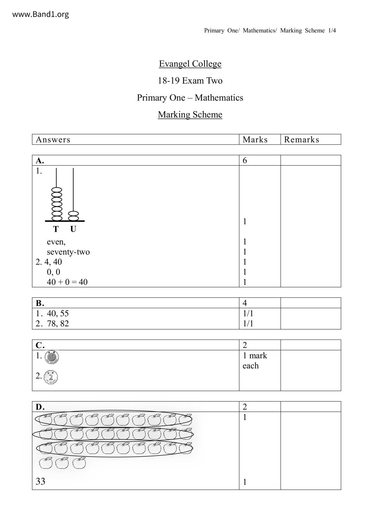 P1Maths試卷