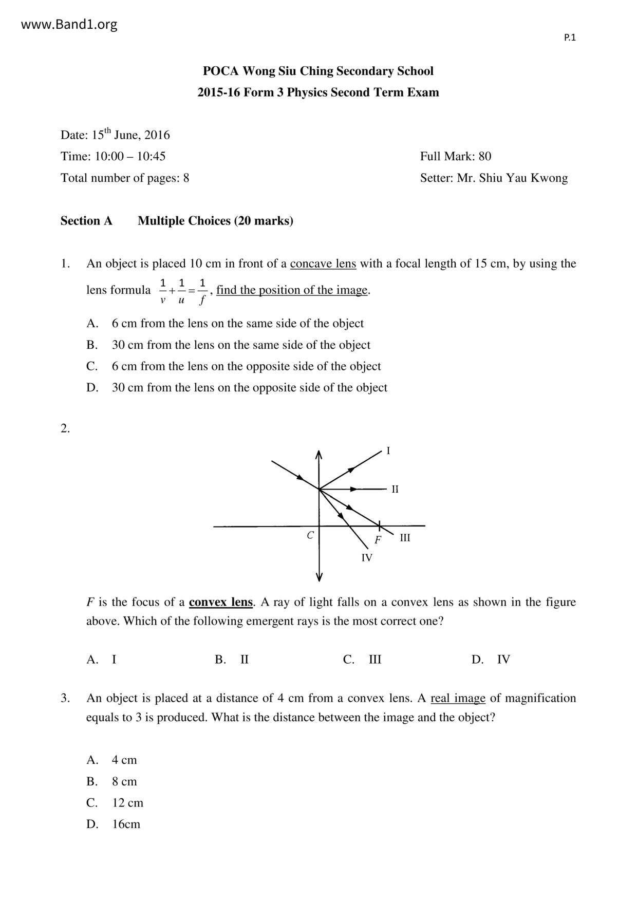 F3Physics試卷