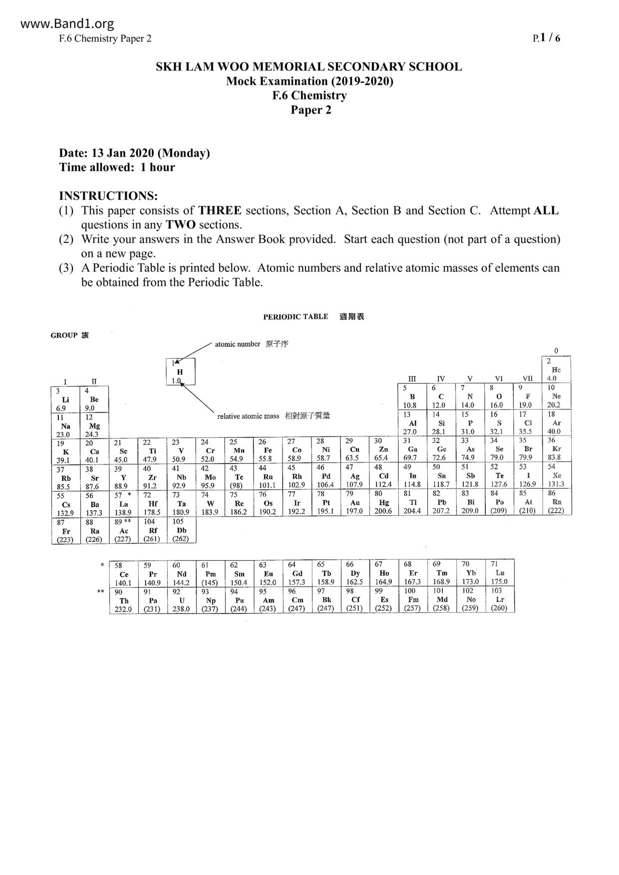 F6Chemistry試卷