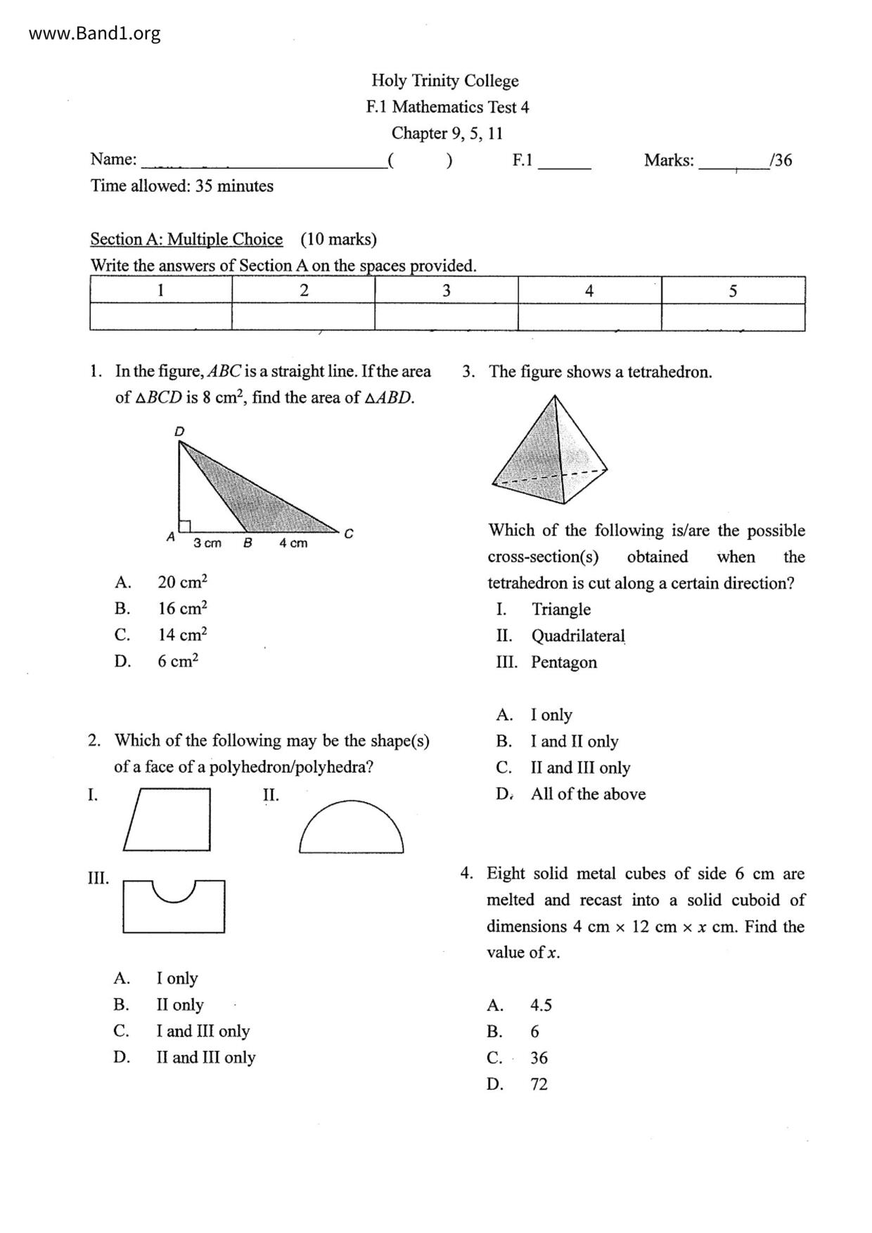 F1Maths試卷