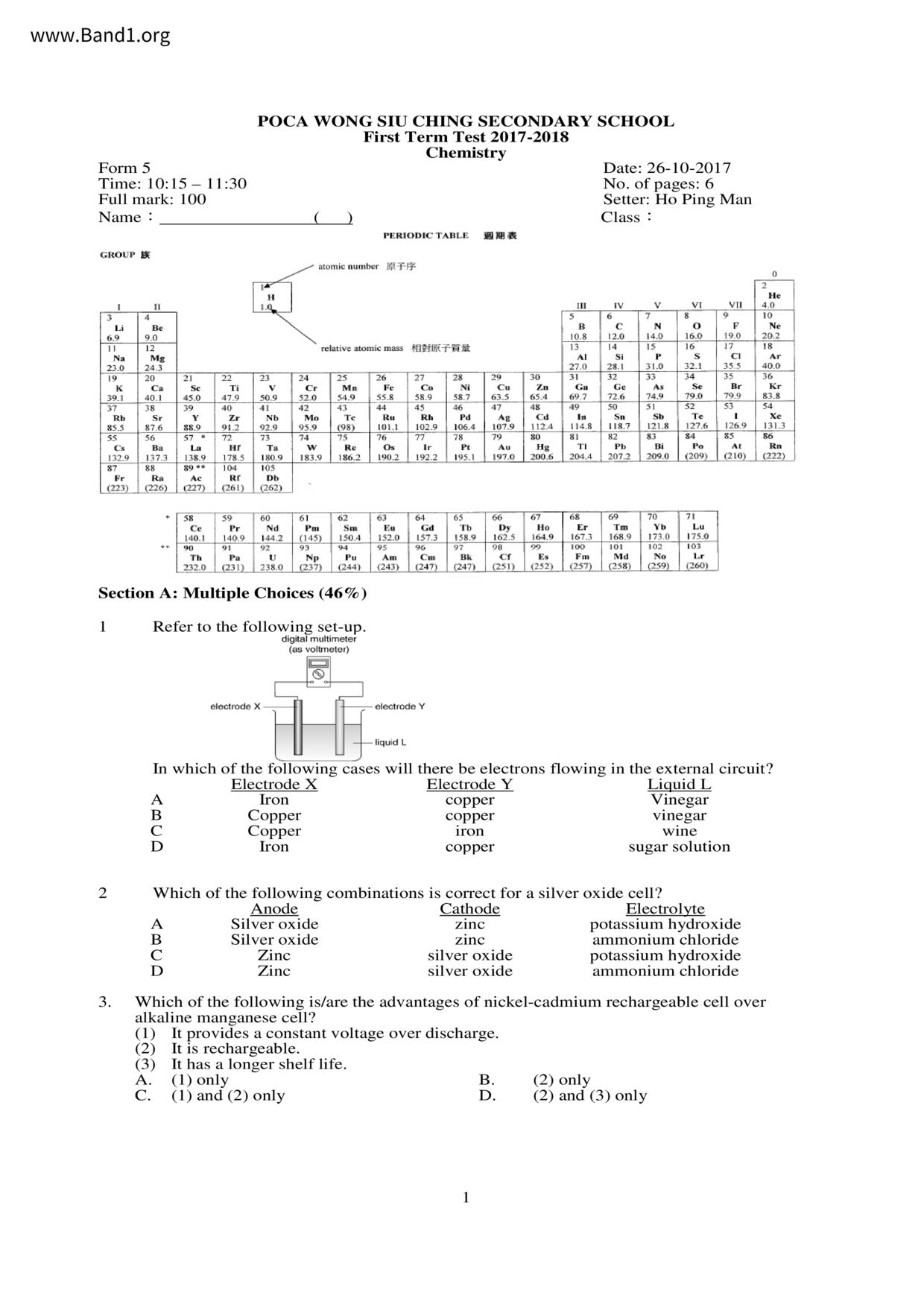 F5Chemistry試卷