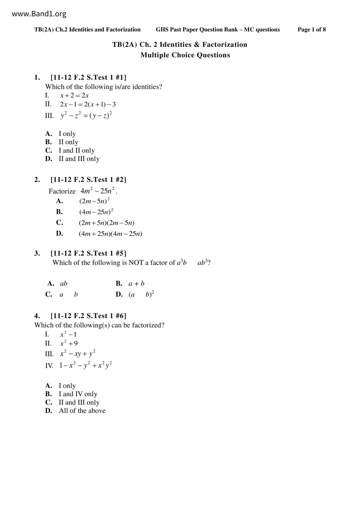 F1Maths試卷