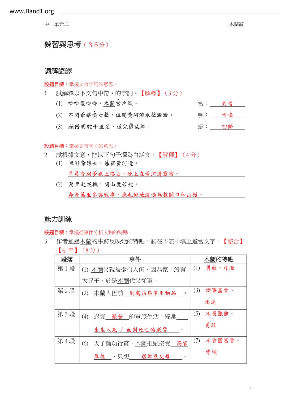 F1Chinese木蘭辭筆記