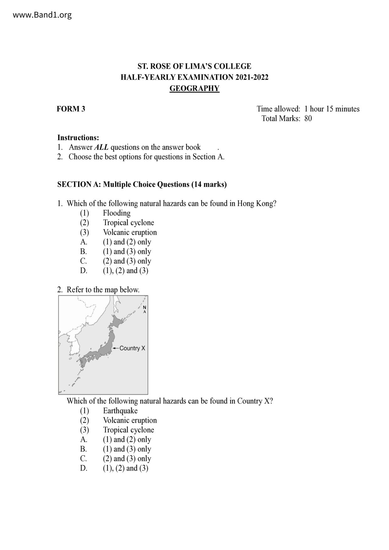 F3Geography試卷