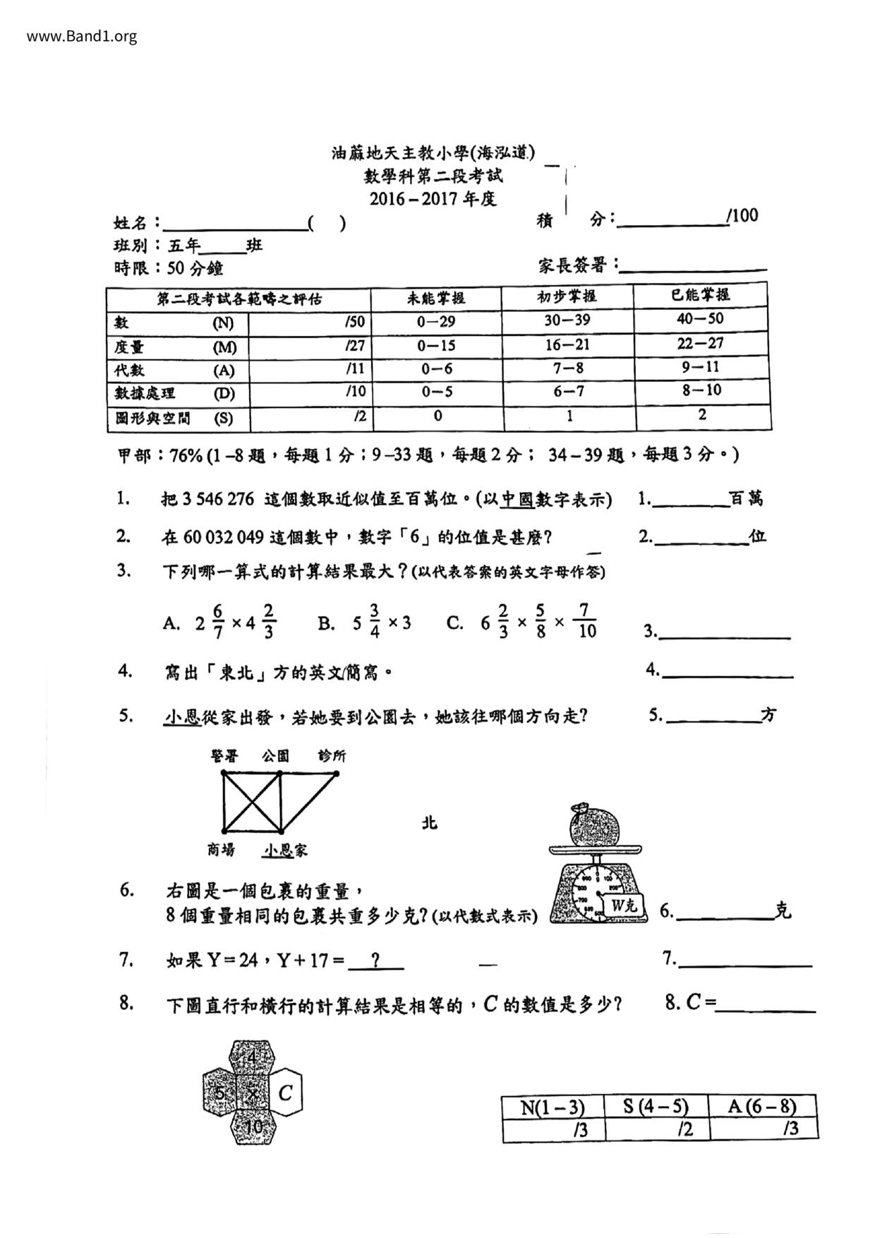 P5Maths試卷