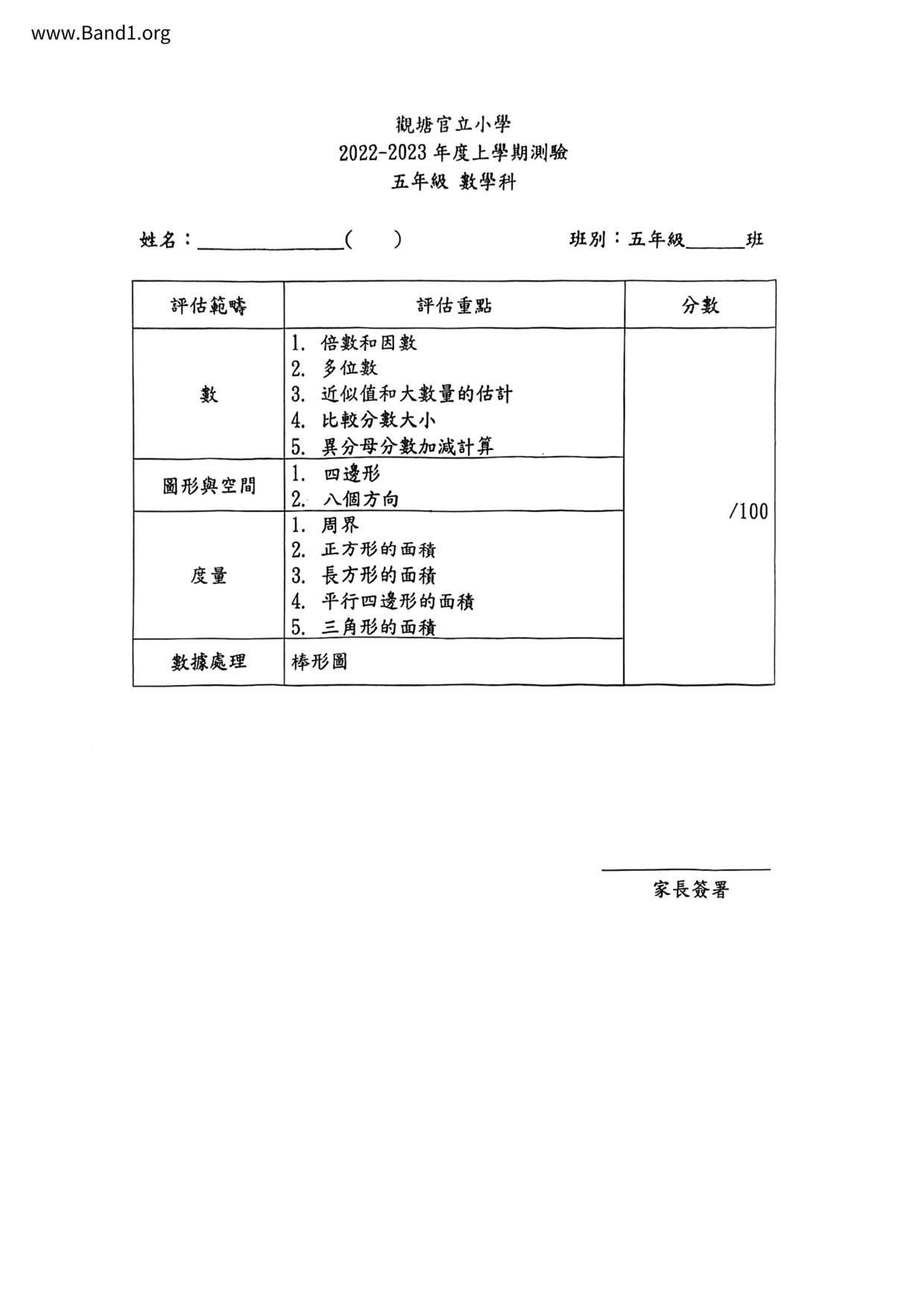 P5Maths試卷